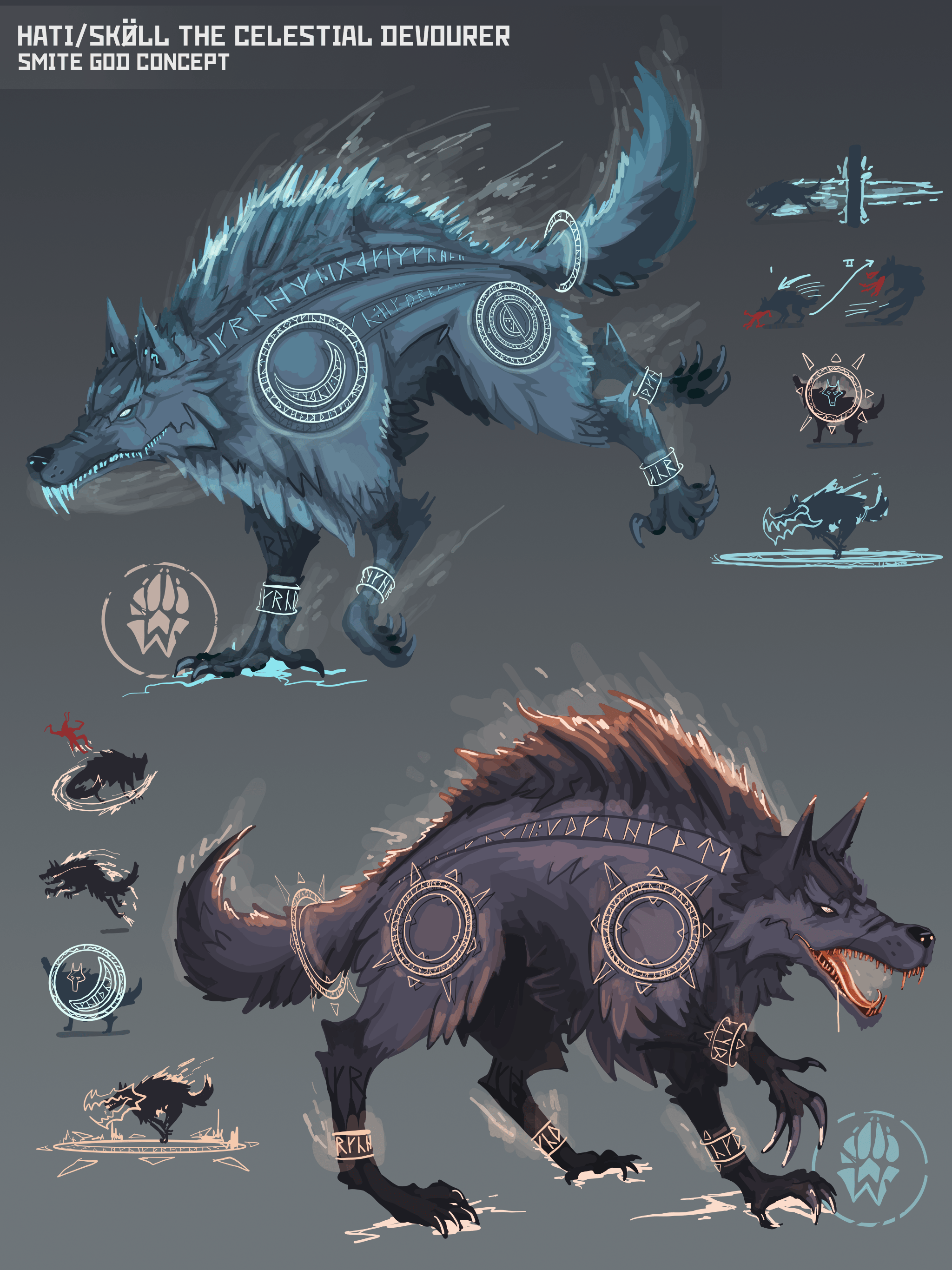 HATI/SKOLL The celestial Devourer God Concept Smite