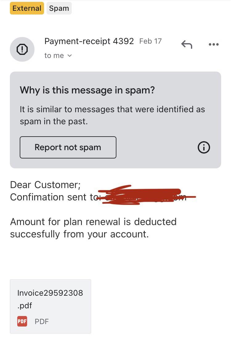 Found this in my spam folder. 100 positive the pdf is set up to steal