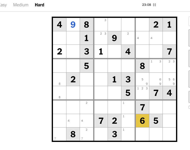 Hardest NYT Hard puzzle I've attempted? sudoku