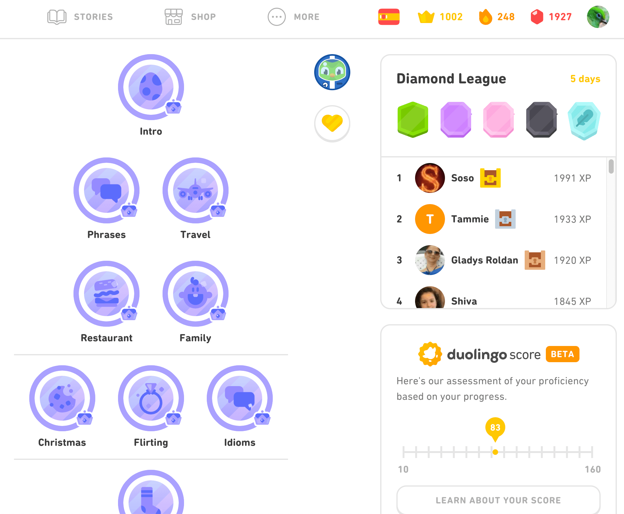 I passed 1000 crowns in Spanish r/duolingo
