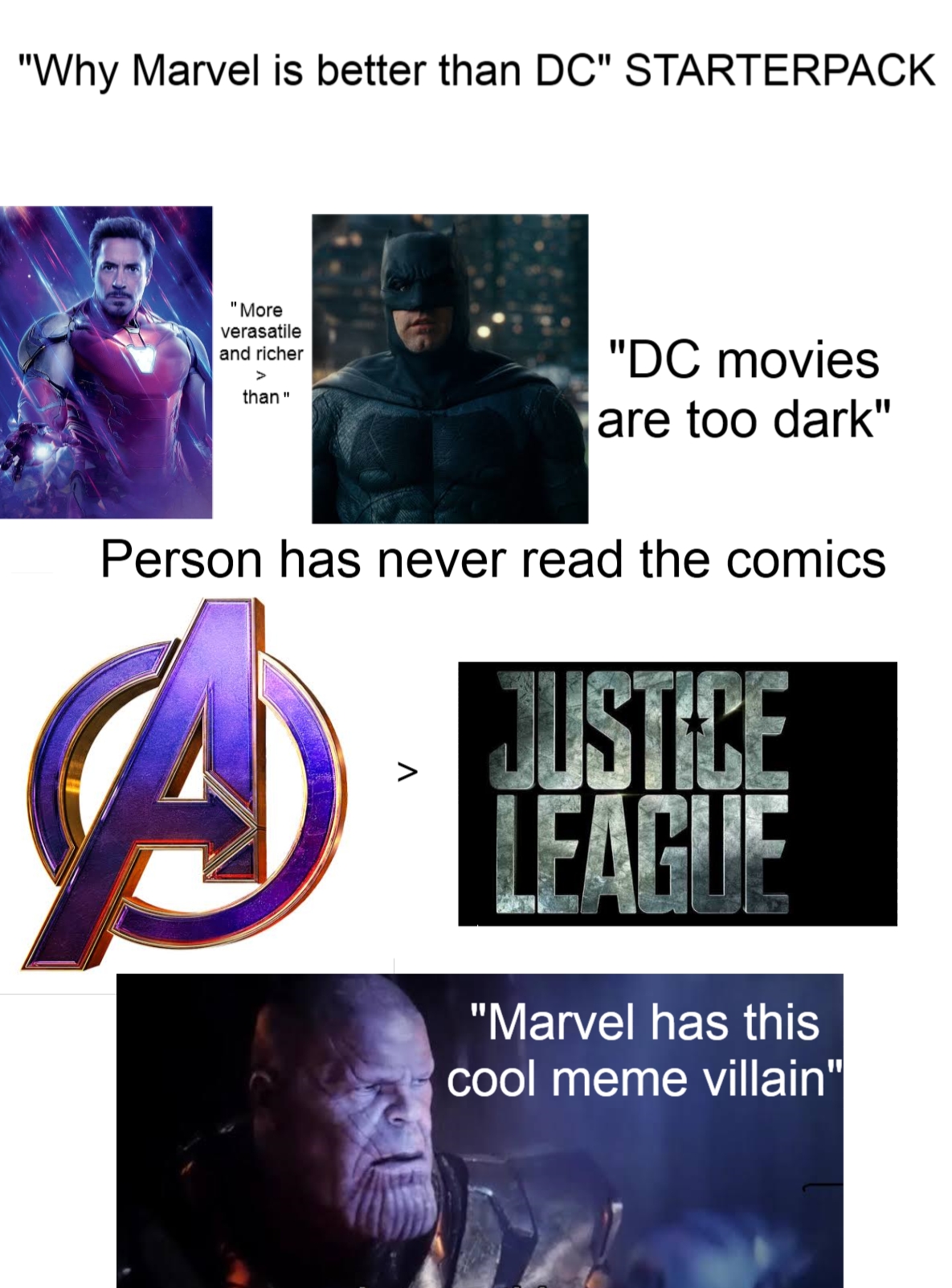 Why Marvel is better than DC starterpack starterpacks