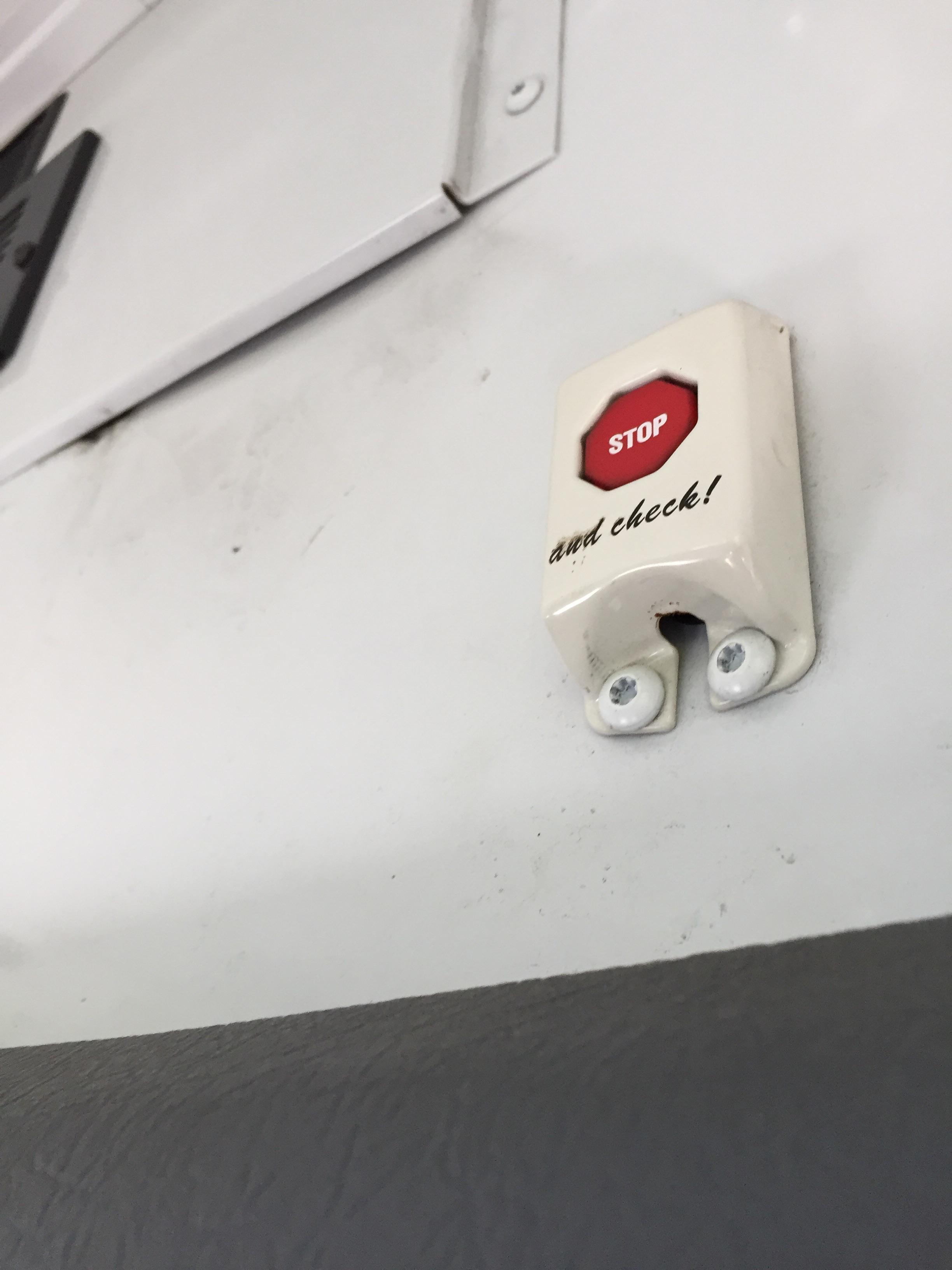 This "stop and check" button on the back of my school bus r