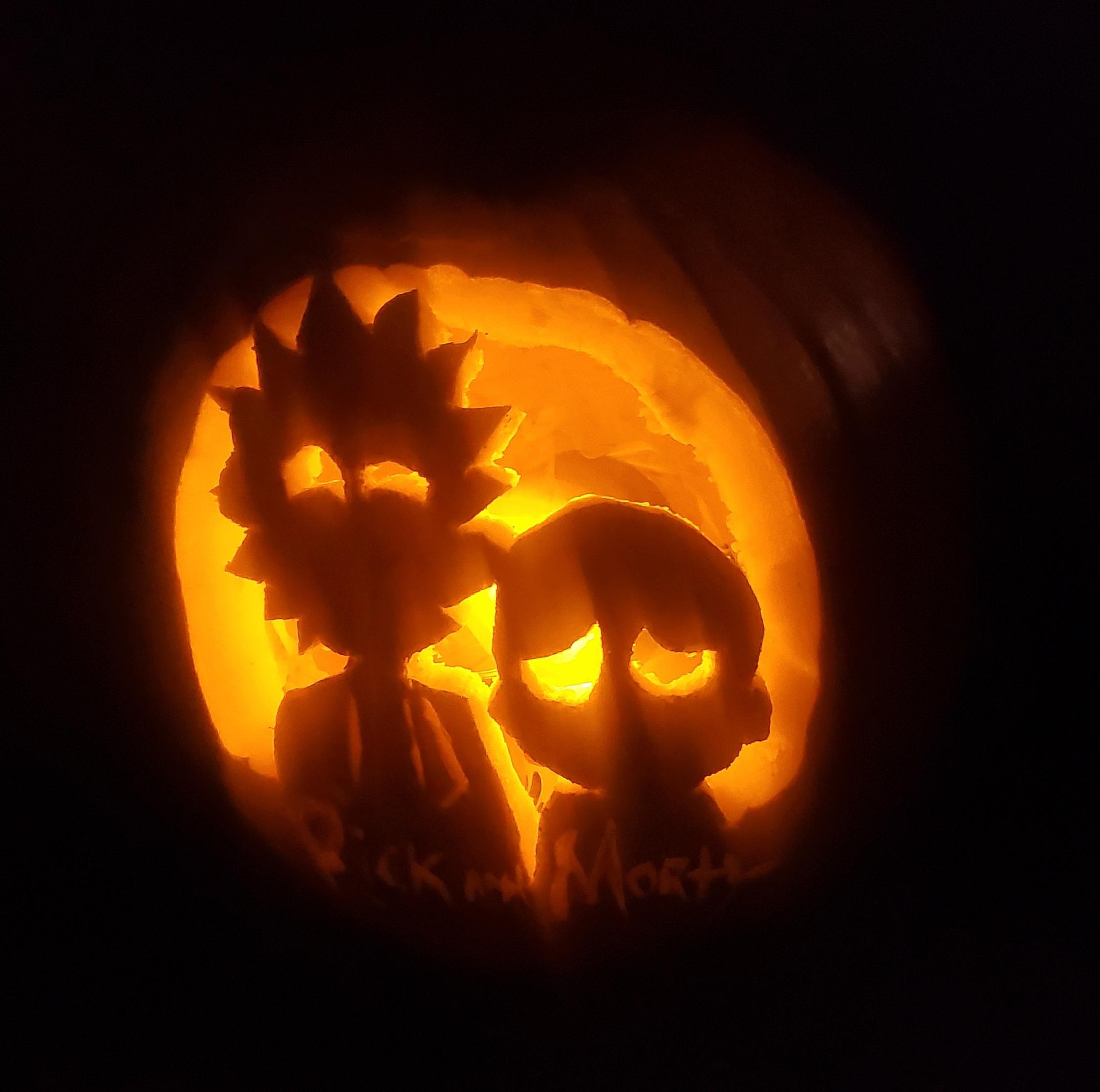 My pumpkin I carved! r/rick_and_morty