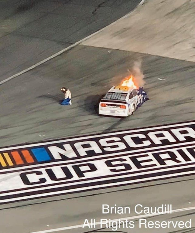 Corey Lajoie after hitting an airborne Ryan Newman on the final lap of