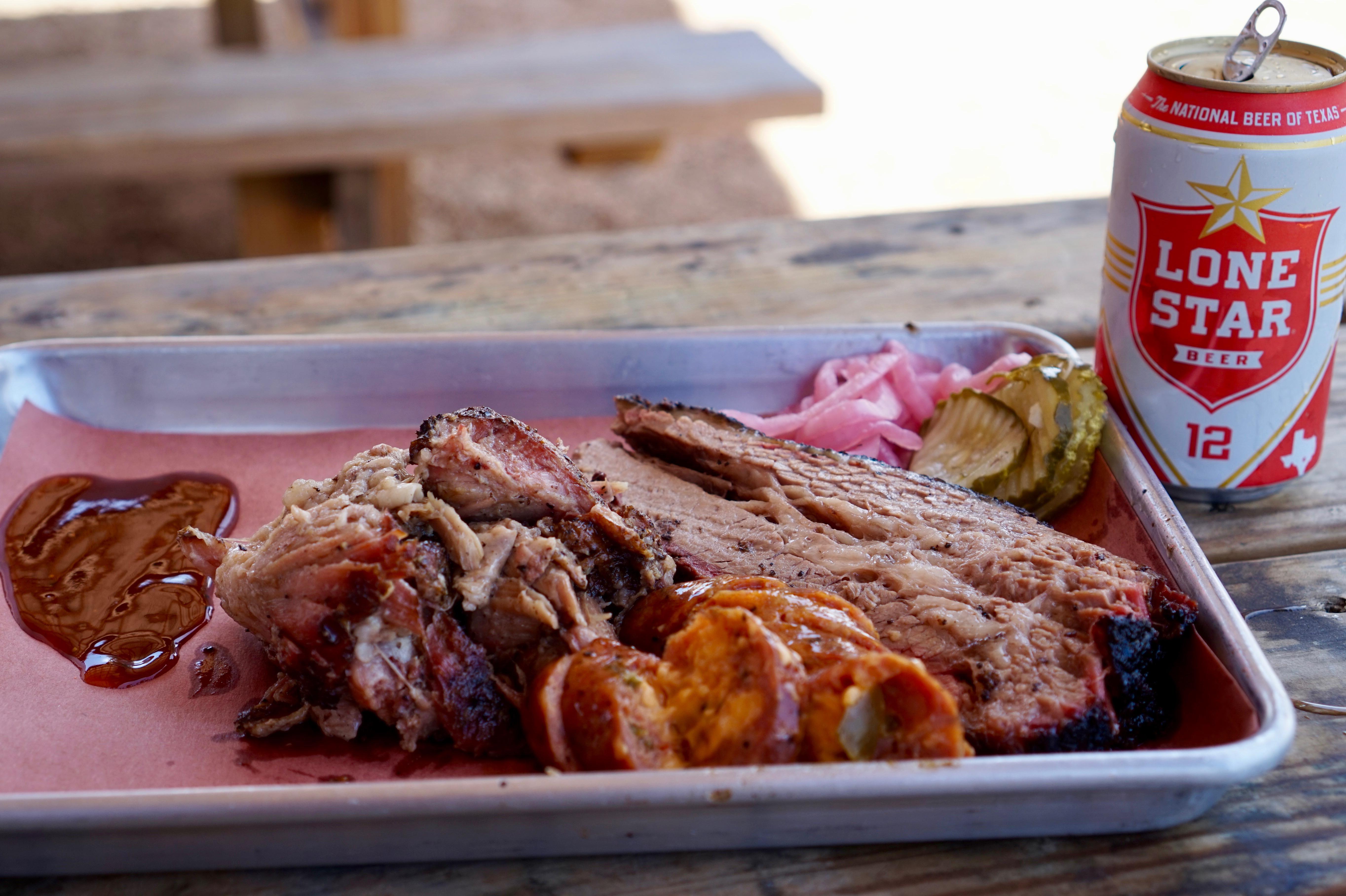 Truth BBQ Brenham, Texas Brisket, Cheddar Jalapeno Sausage, Pulled