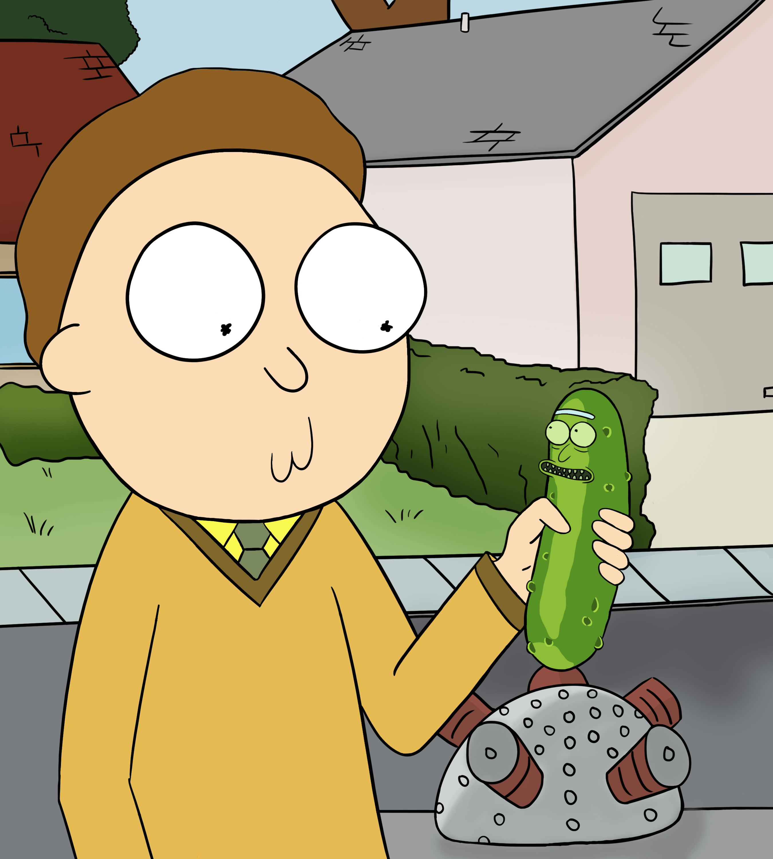 I drew Morty holding Pickle Rick rickandmorty