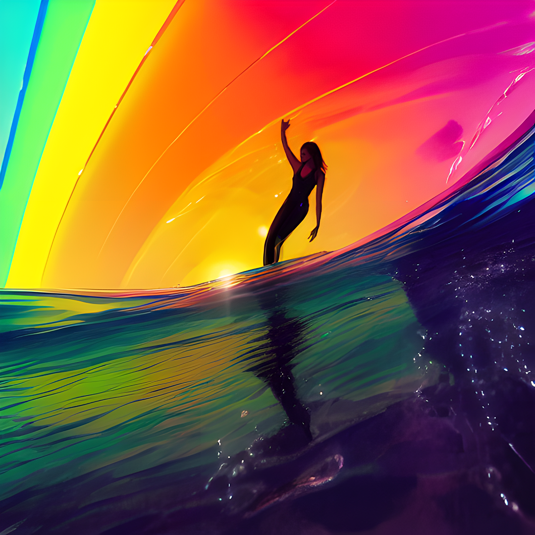 Surfing under rainbow waves, oc r/surfing