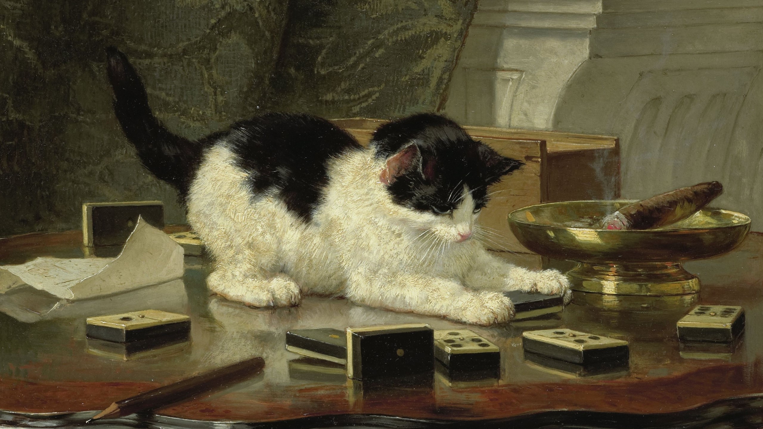 Classic painting of a cat [2560x1440] r/wallpaper