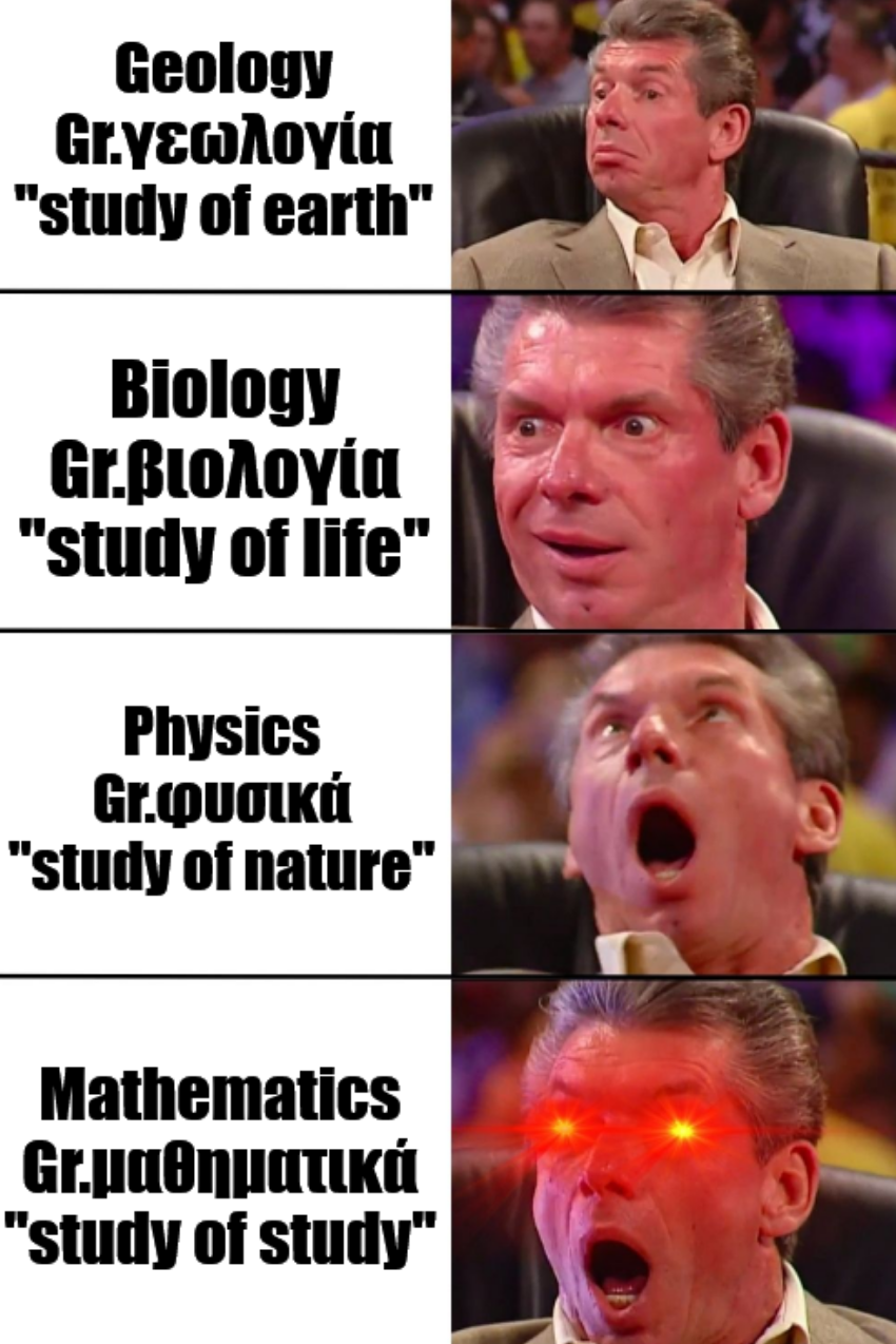 Etymology of studies r/mathmemes