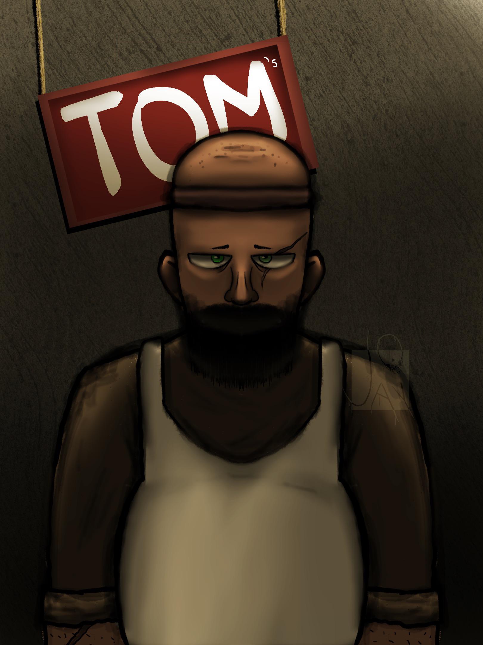 My interpretation on what I think Tom looks like (owner of Tom’s Diner