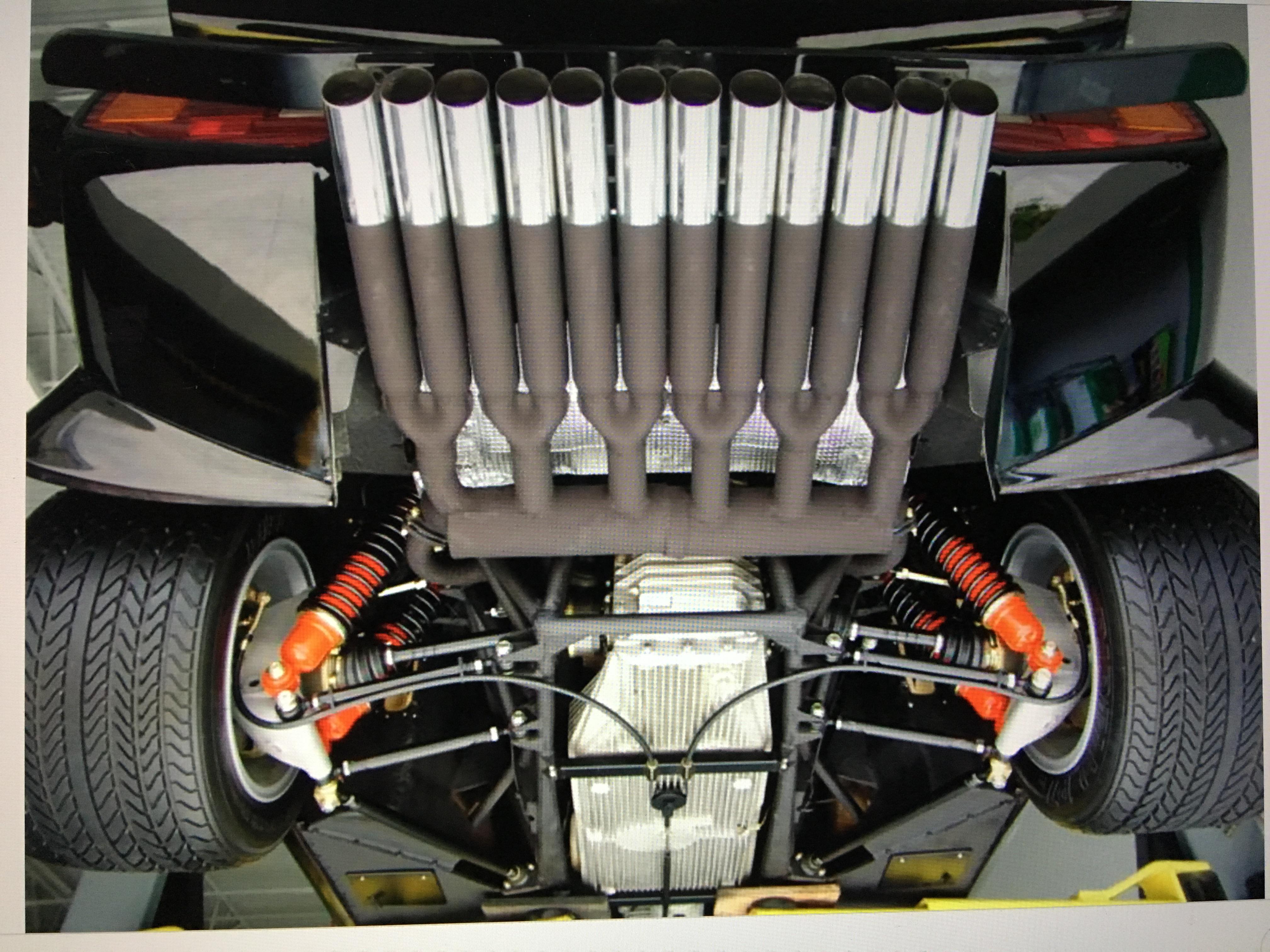 Modified exhaust on a Countach.