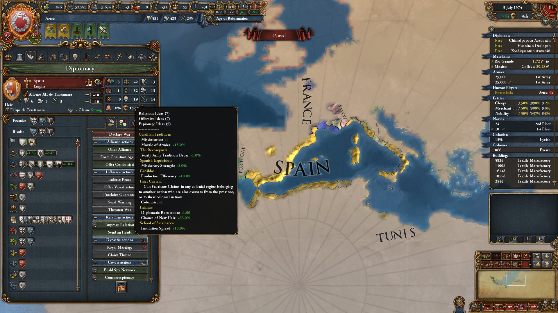 AI Spain kept Castilian ideas and ditched colonizing? r/eu4