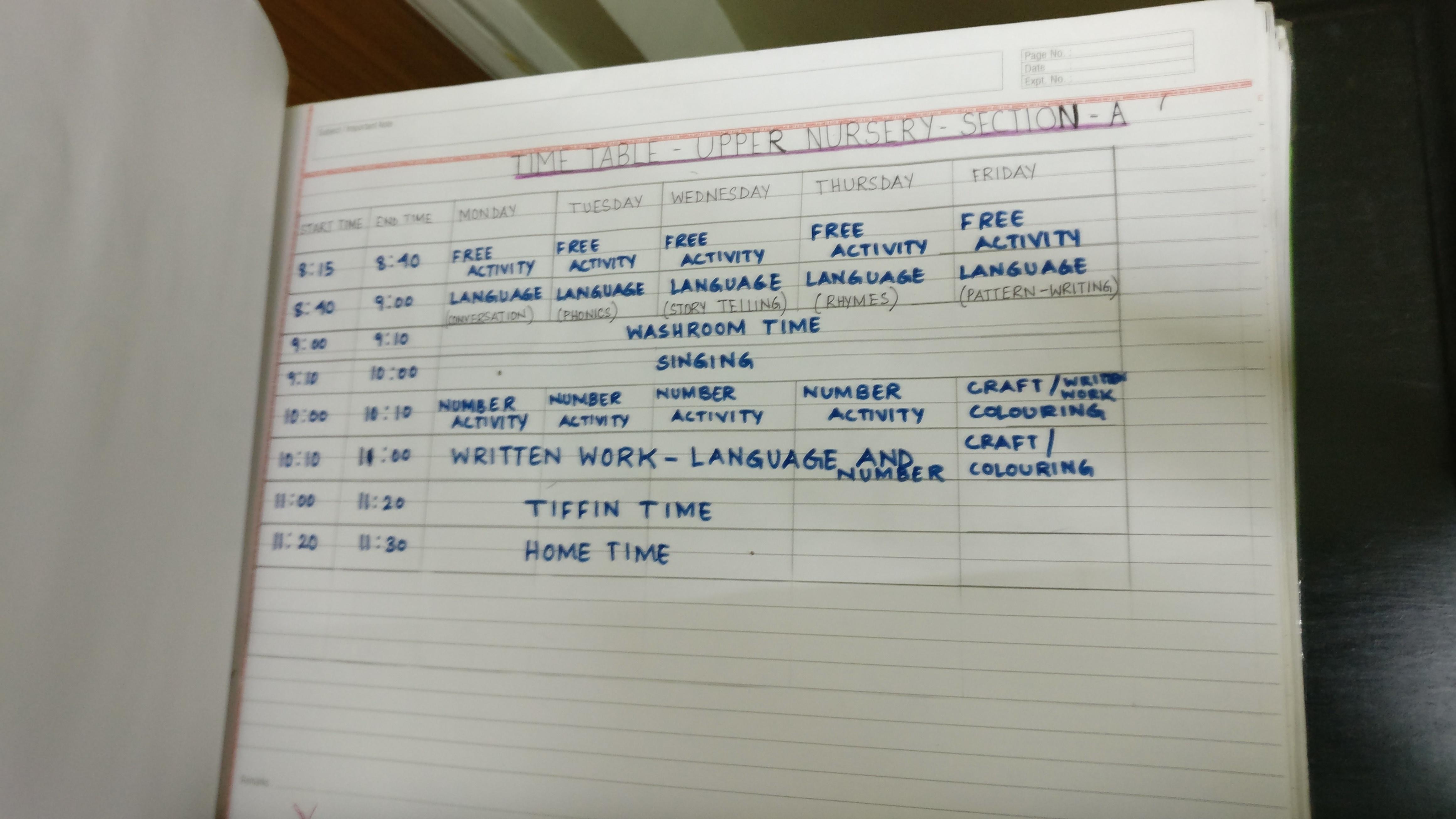 Nursery kids timetable for school! Wow! r/funny