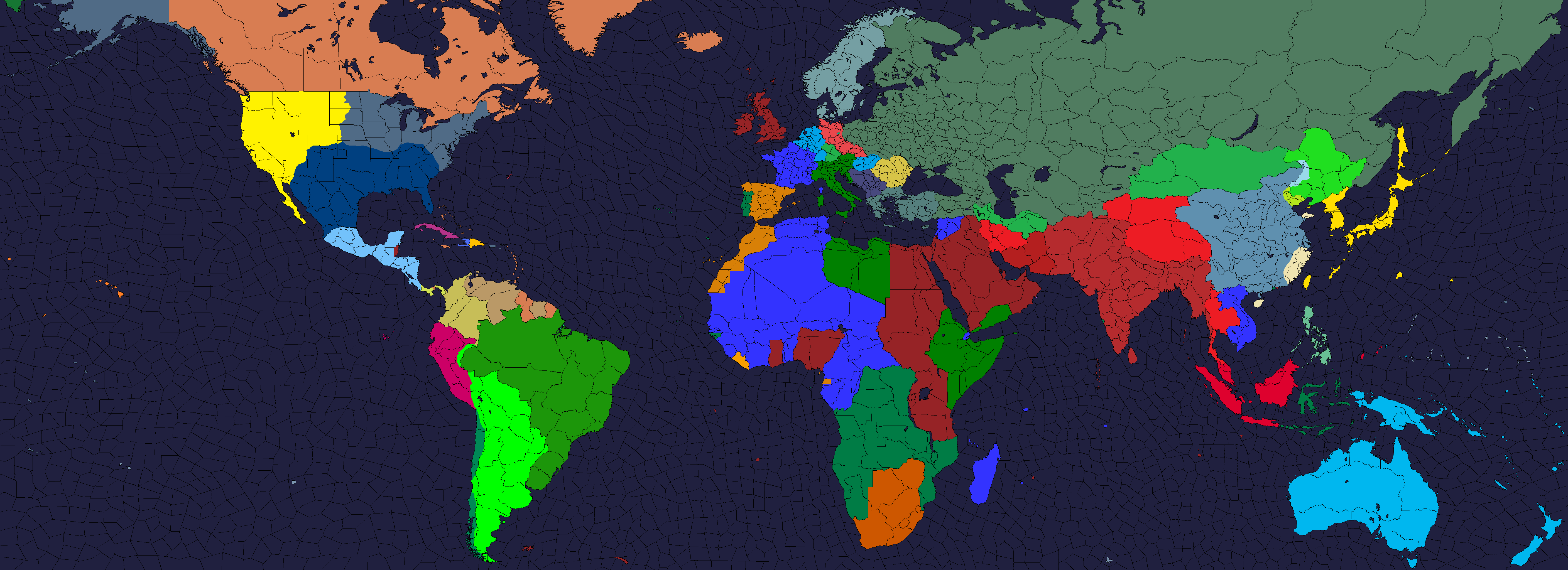 The world as of 1949, light colors= occupied territories r/Kaiserreich