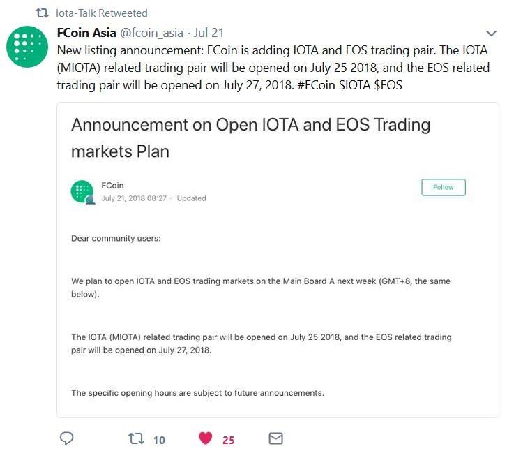 IOTA listed on Fcoin r/Iota