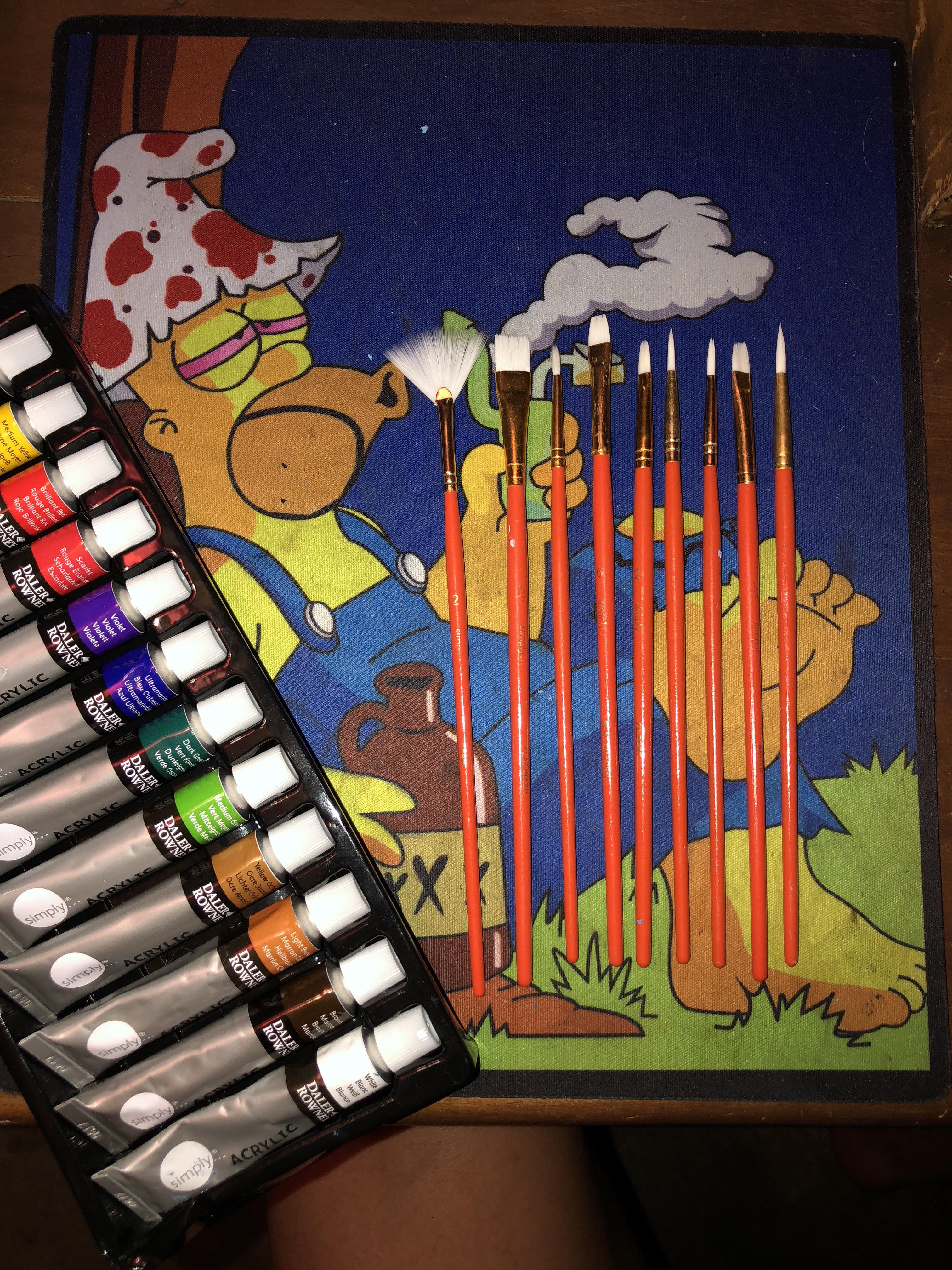 Just a quick example of brushes I have for acrylic paint. Any tips on