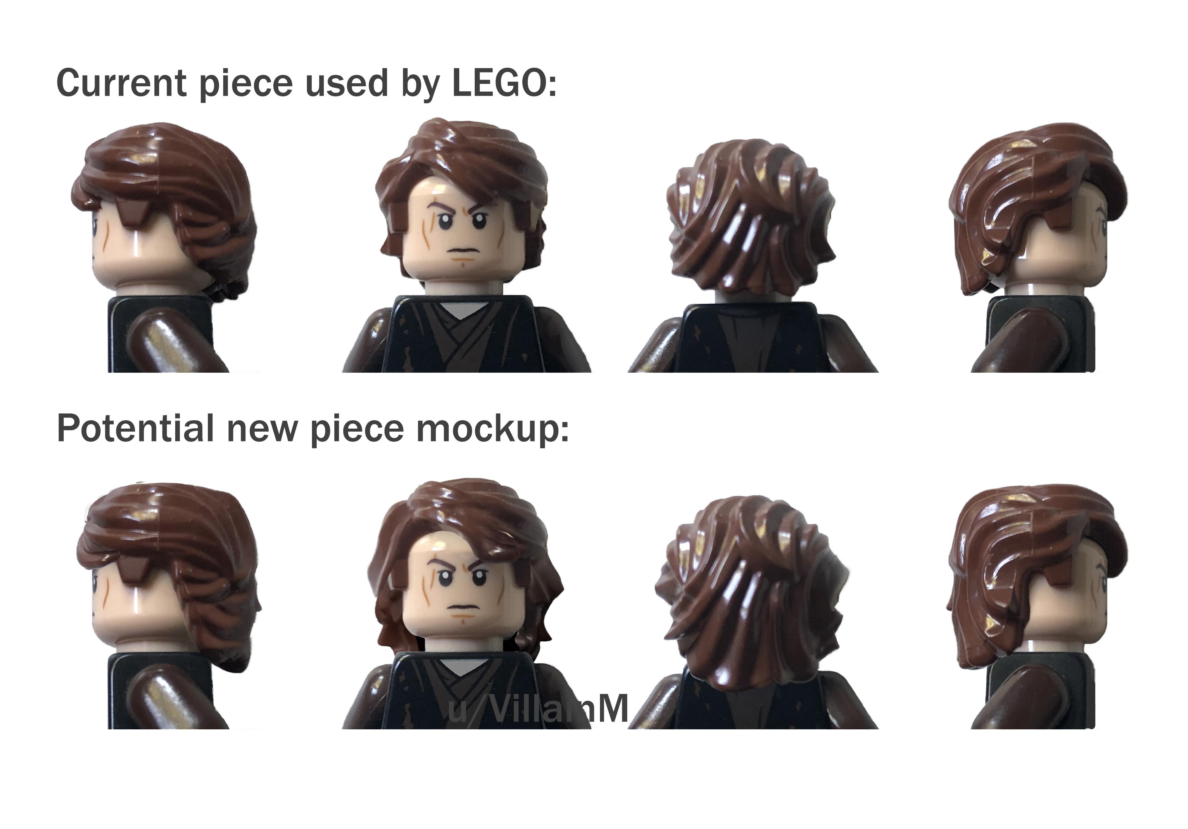 Here's a before and after edit I made to the hair piece LEGO's used for