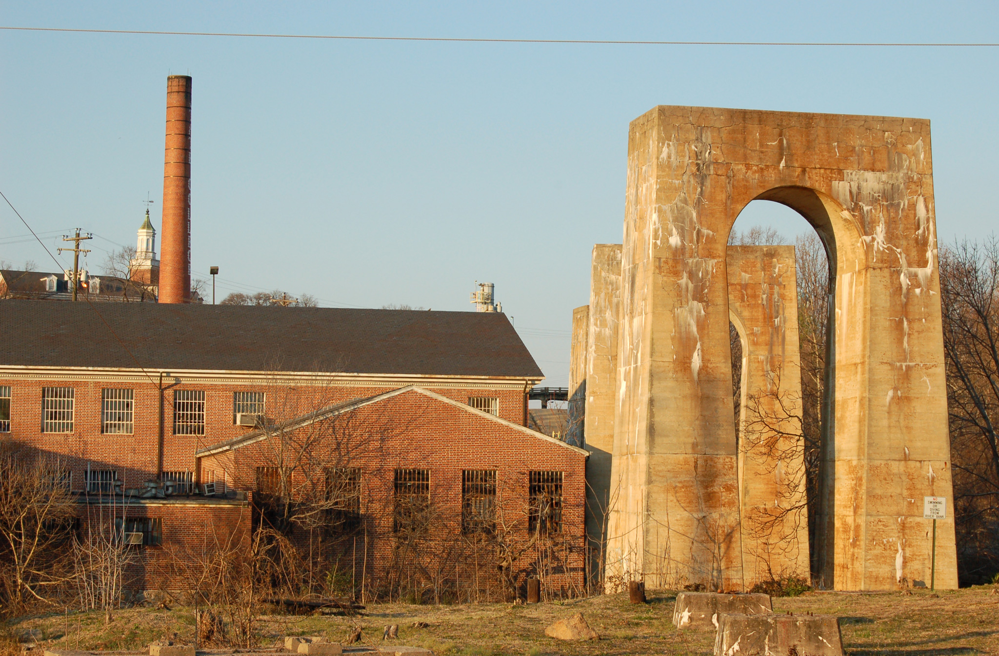 Massve piers of Seaboard Air Line's Appomattox River Bridge in