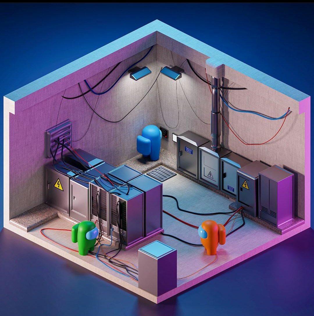 The Dreaded Electrical Room. 3D render r/AmongUs