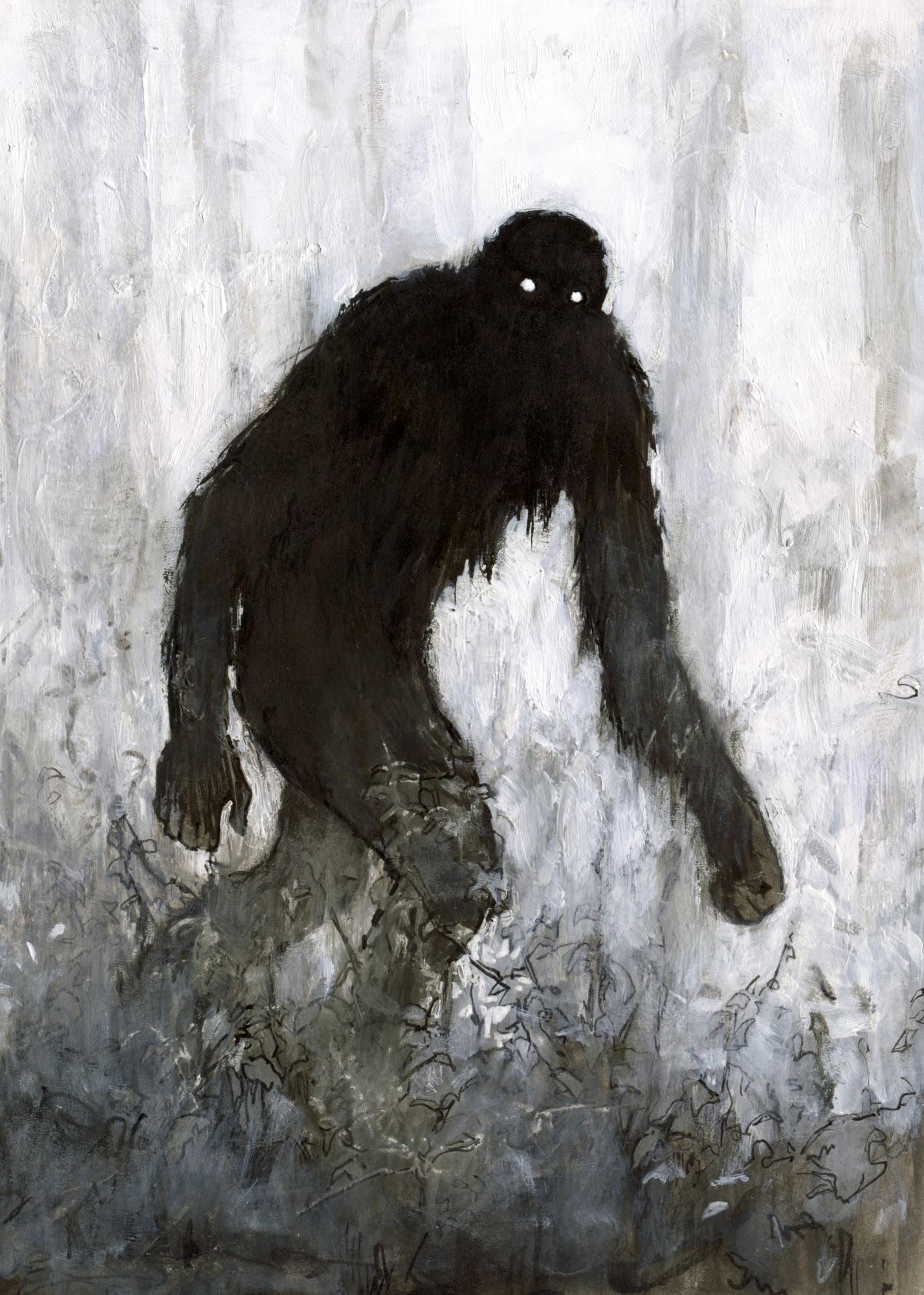 Bigfoot, me, ink and acrylic, 2021 r/Art