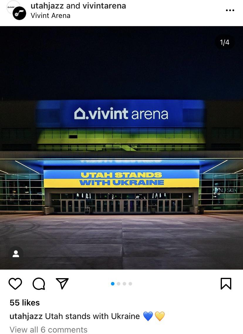 Utah Jazz “Utah stands with Ukraine 💙 💛 “ UtahJazz