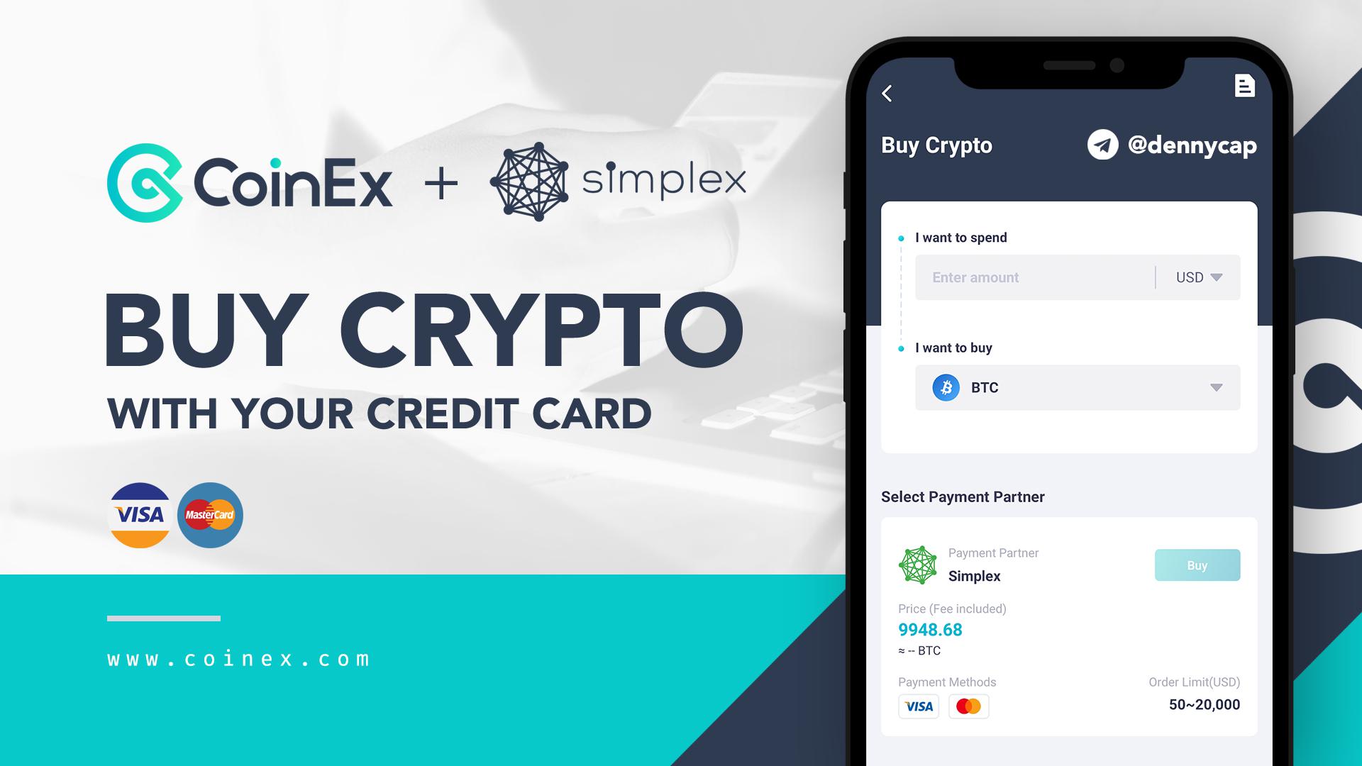CoinEx X Simplex Partnership Buy crypto using a fast and secure credit