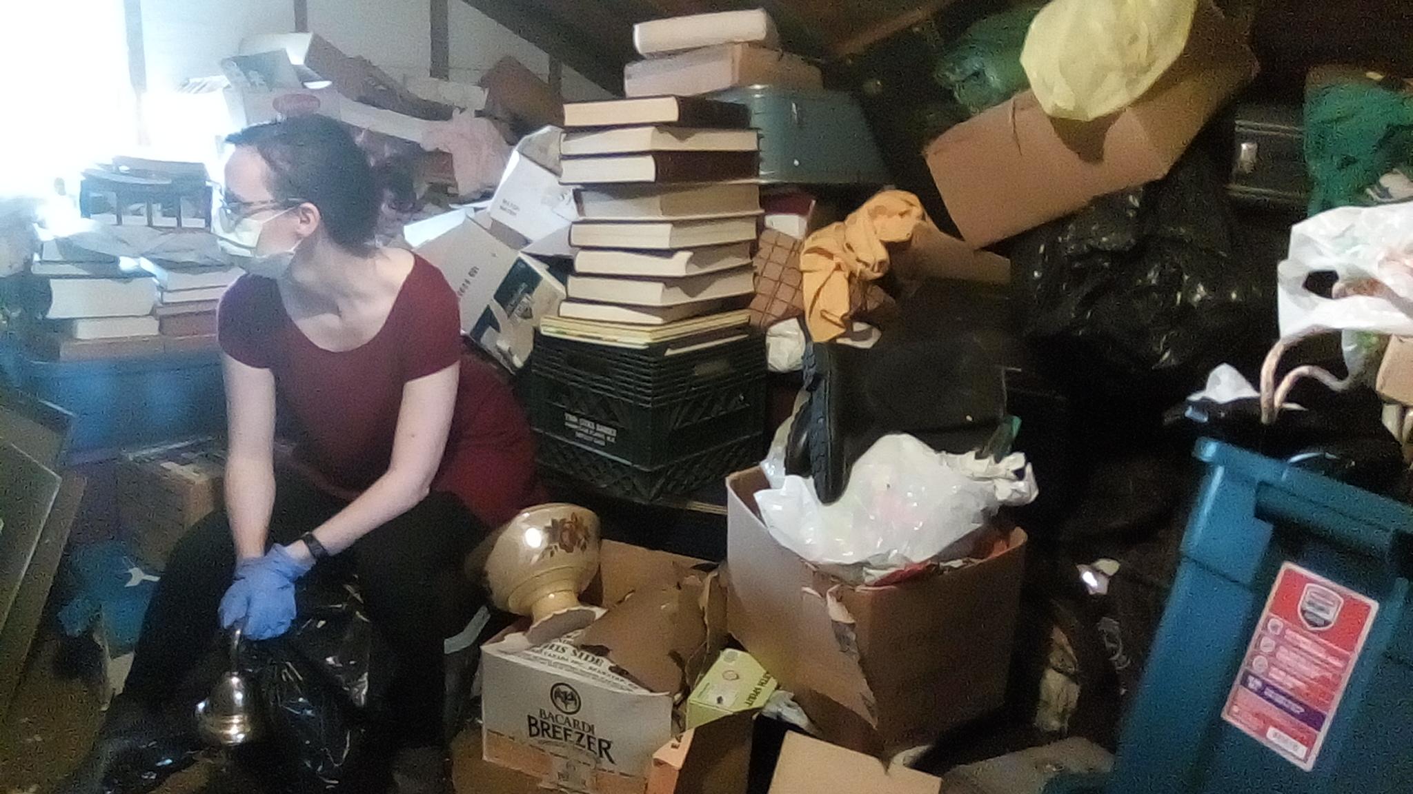 My dad was a hoarder. This is me taking a break while cleaning the