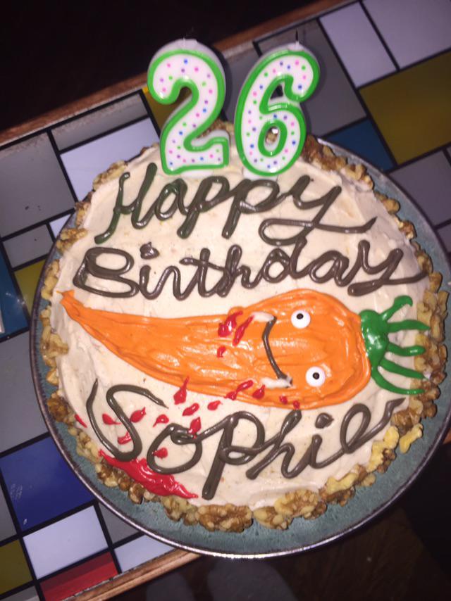 Carrot cake with walnuts and tofutti cream cheese frosting r