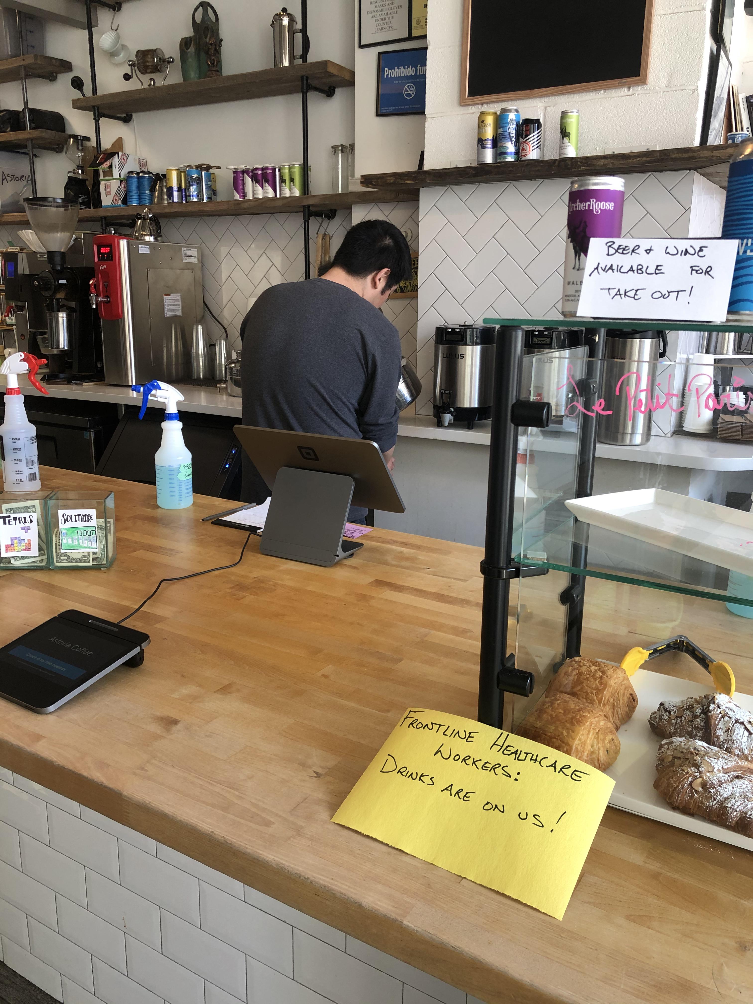 Frontline Healthcare Workers Drink Free at Astoria Coffee on 30th