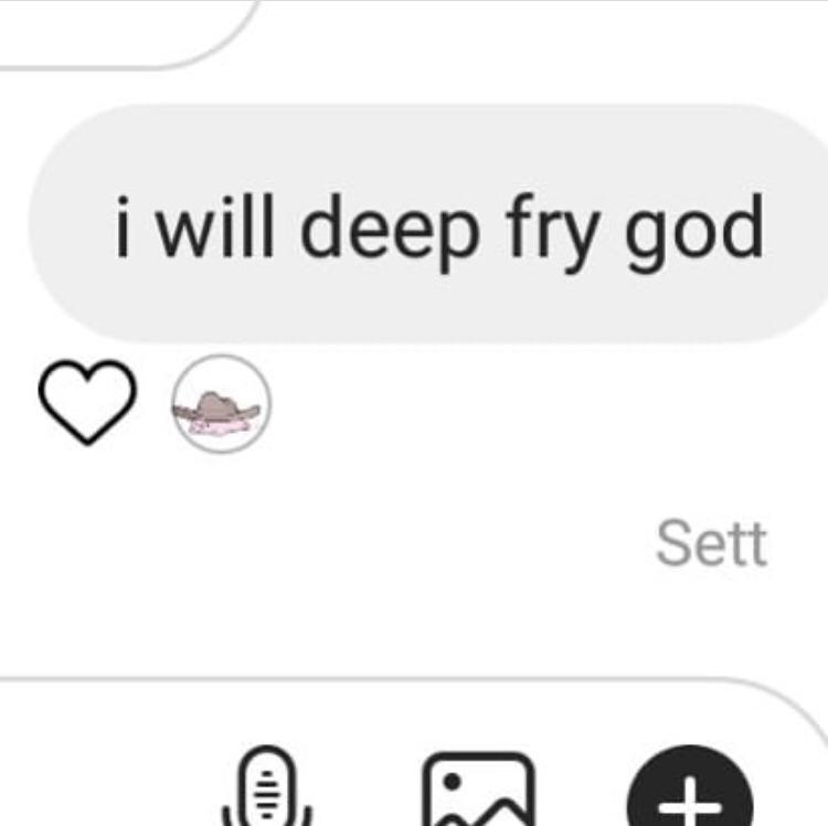 i will deep fry god r/BrandNewSentence