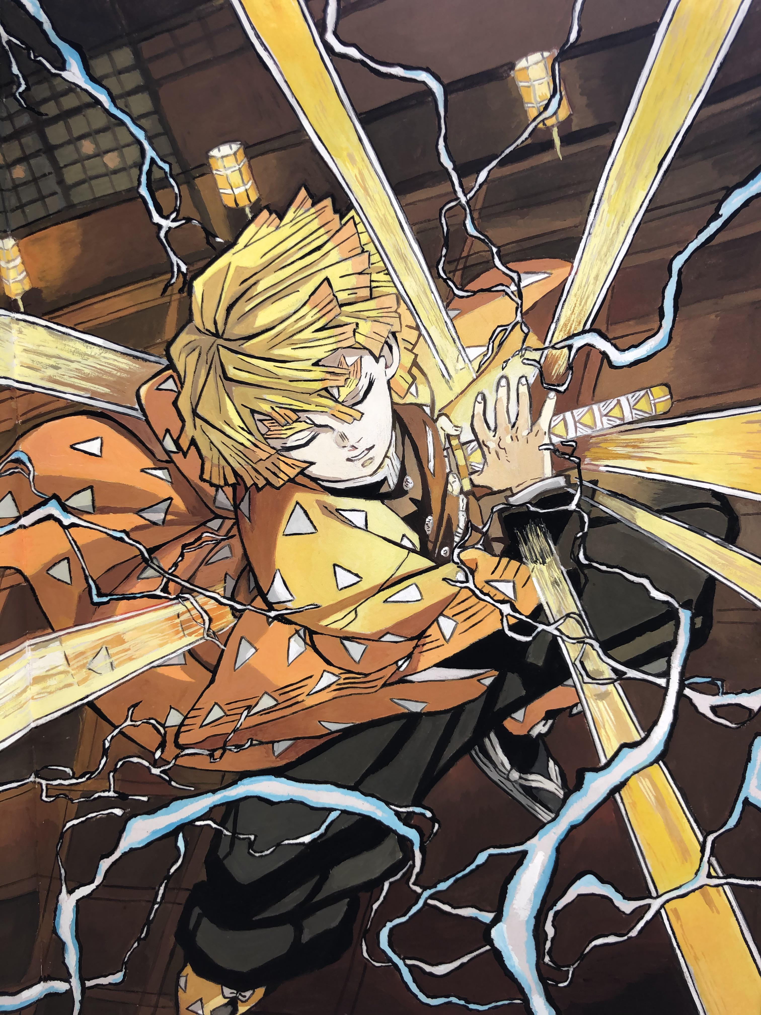 Just completed my zenitsu fanart hope you guys enjoy it! r/KimetsuNoYaiba