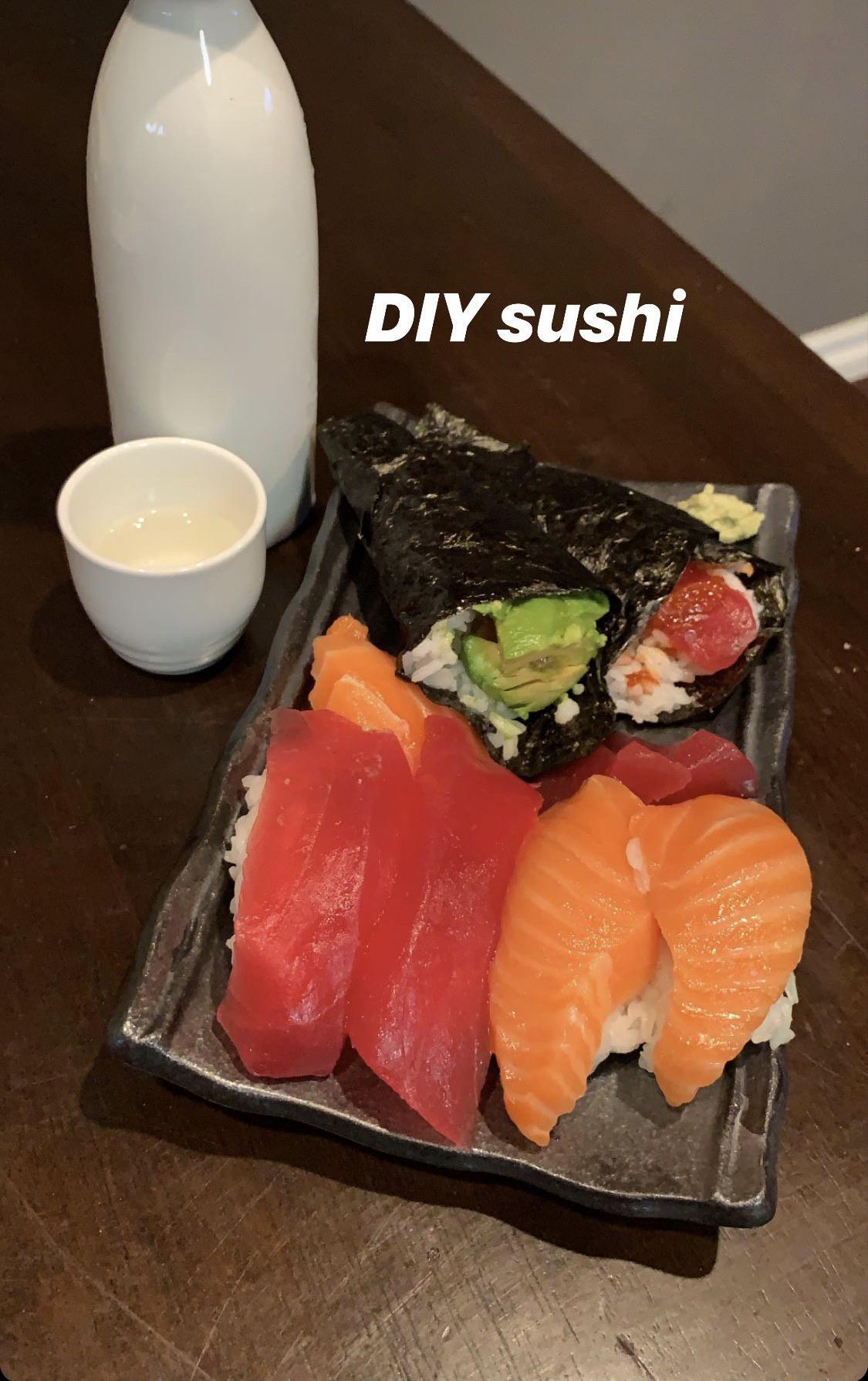 Spicy Tuna + Salmon Avocado Hand rolls, Salmon and Tuna Nigiri