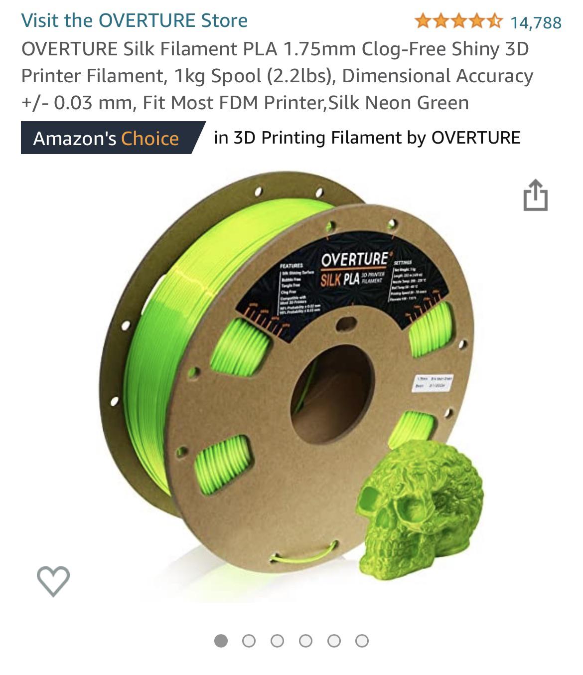 [HELP] Overture Green Silk PLA 3Dprinting