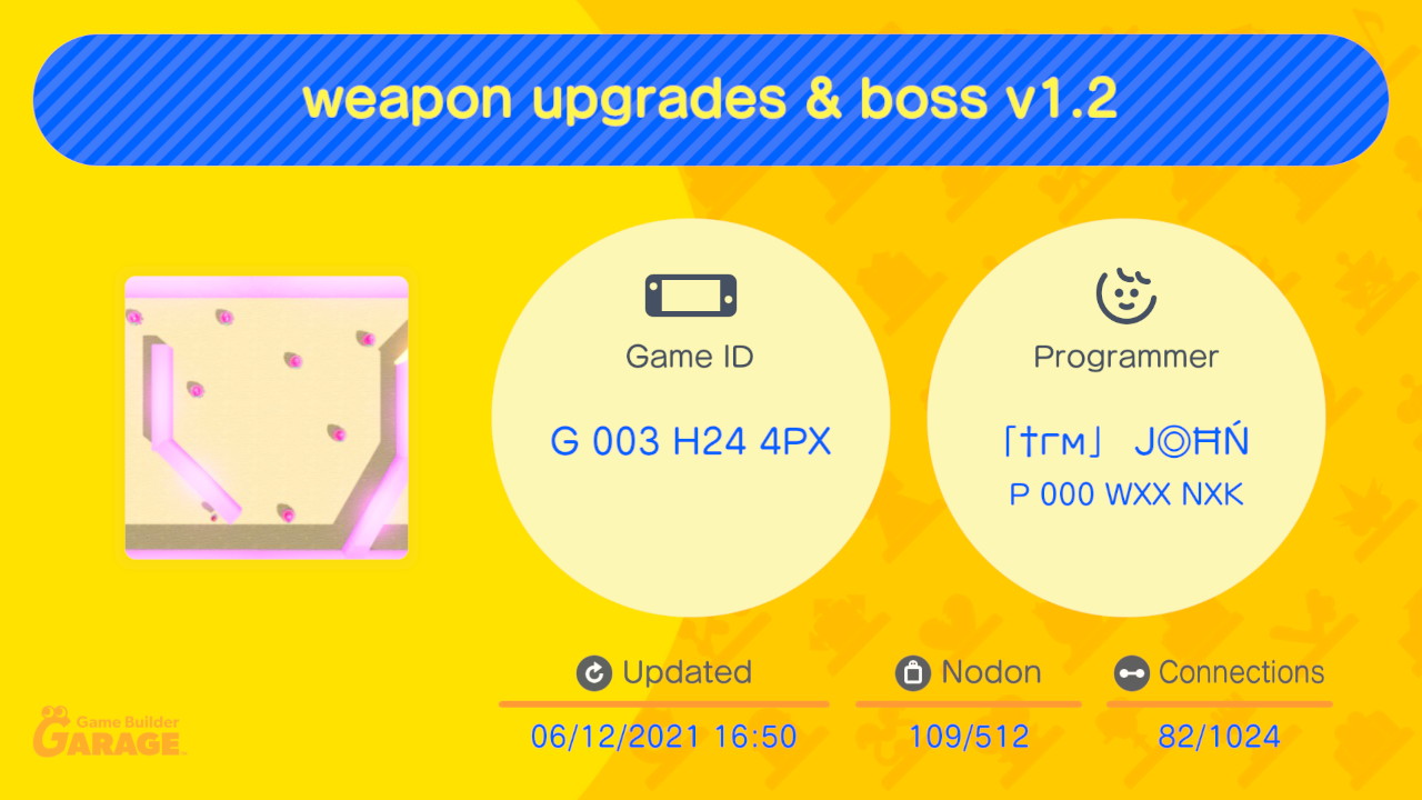 Weapon upgrades and a boss fight in this top down shooter. 1st level r/GameBuildGarageShare