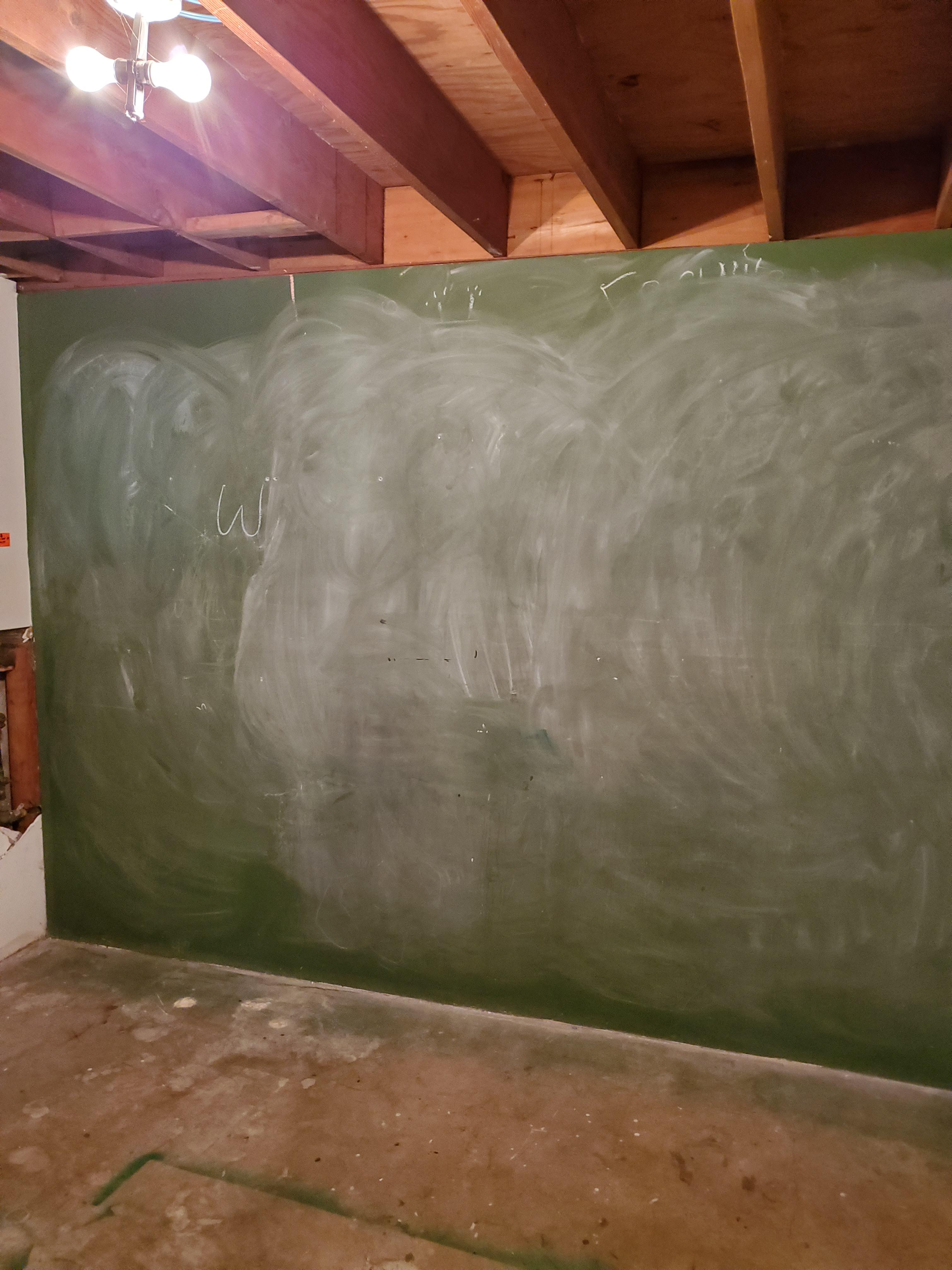 The basement I'm working on today has a chalkboard for one of the walls