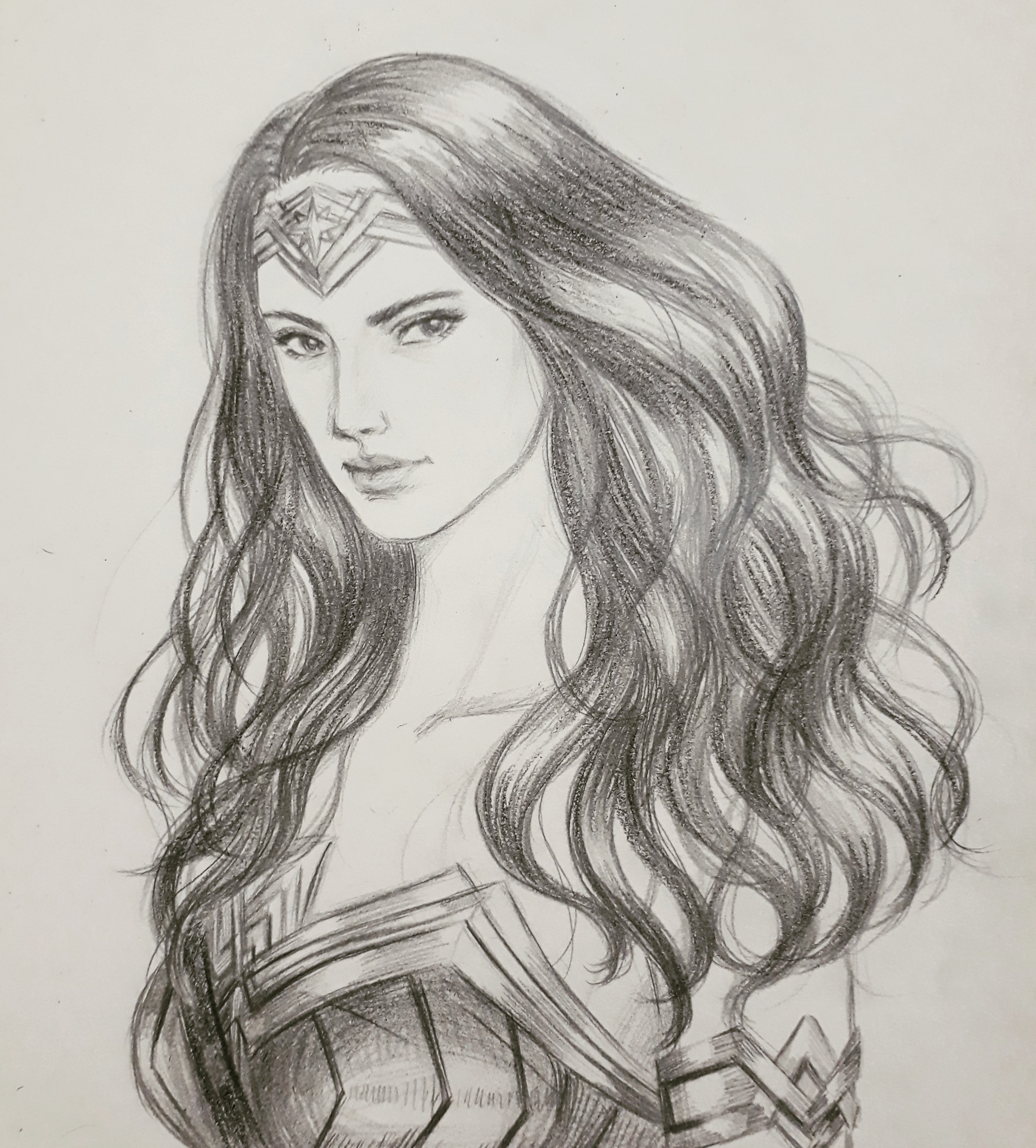 I tried to draw the face of Gal Gadot as Wonder Woman but