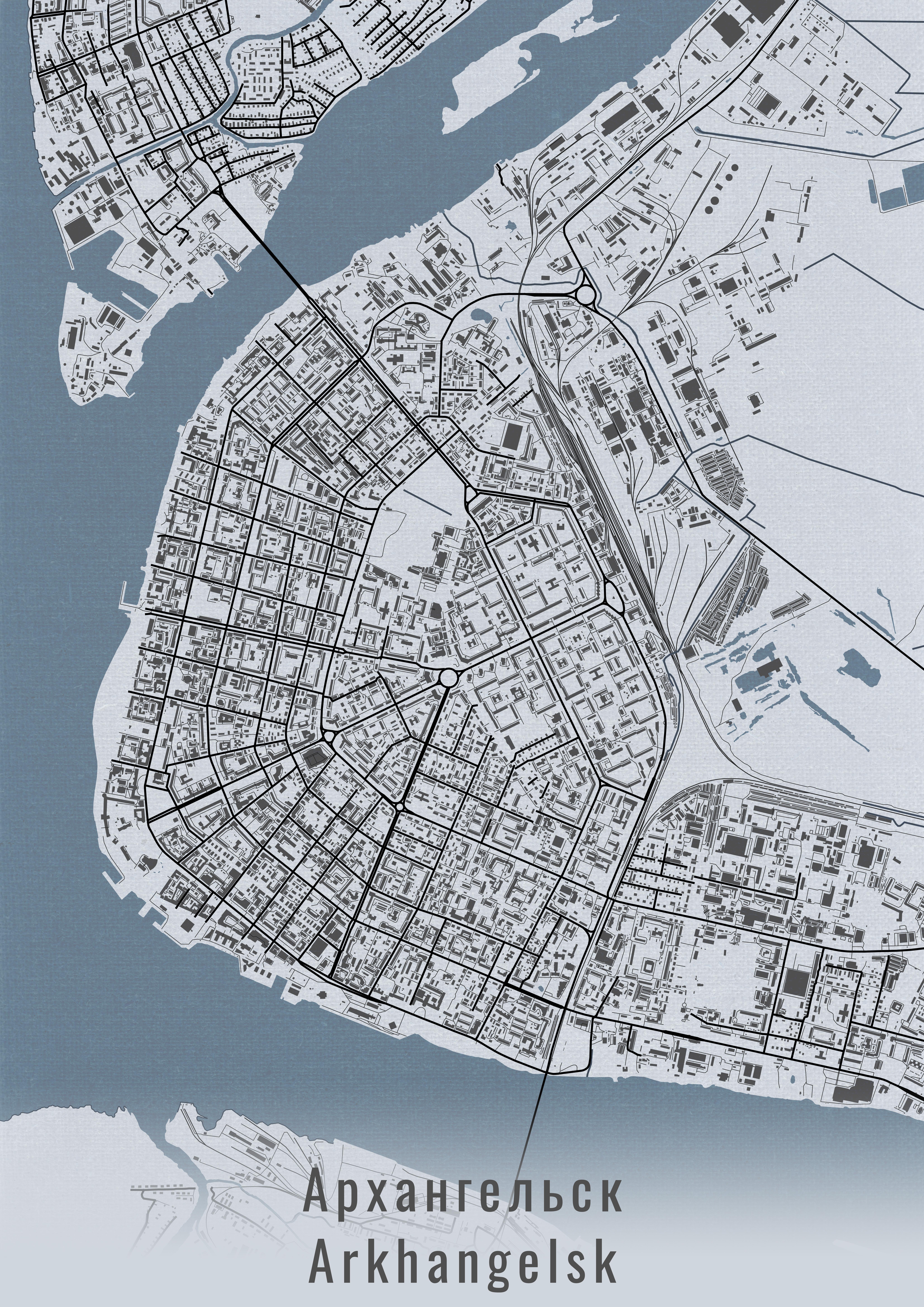 Archangelsk Karta [OC] My Arkhangelsk map poster MapPorn