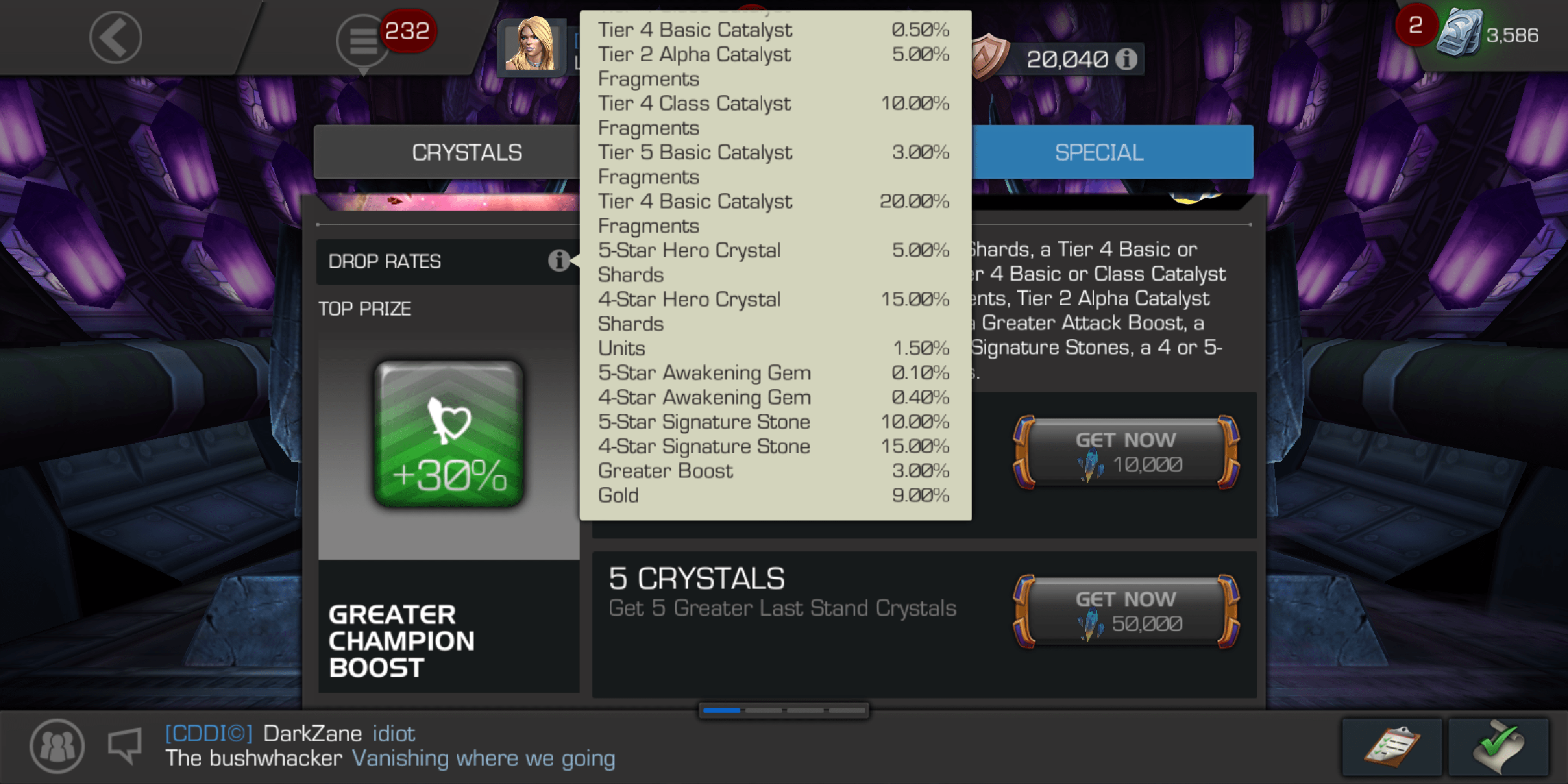 Greater last stand crystal drop rates ! r/ContestOfChampions