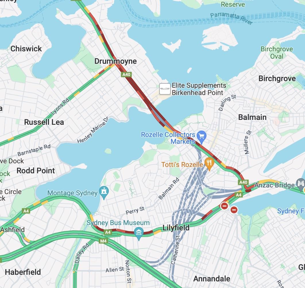 Rozelle interchange traffic r/sydney