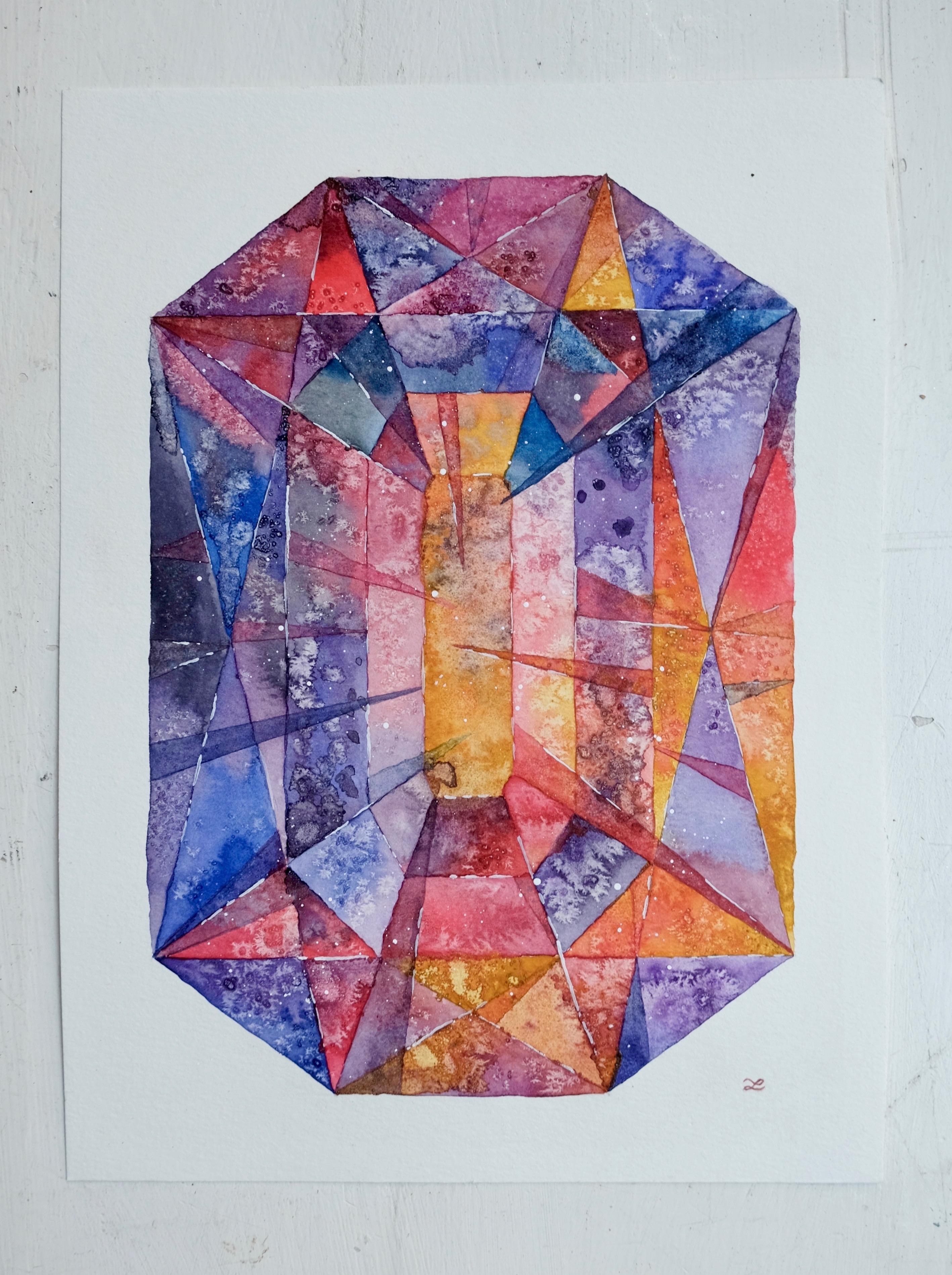 Abstract gem inspired painting r/Watercolor