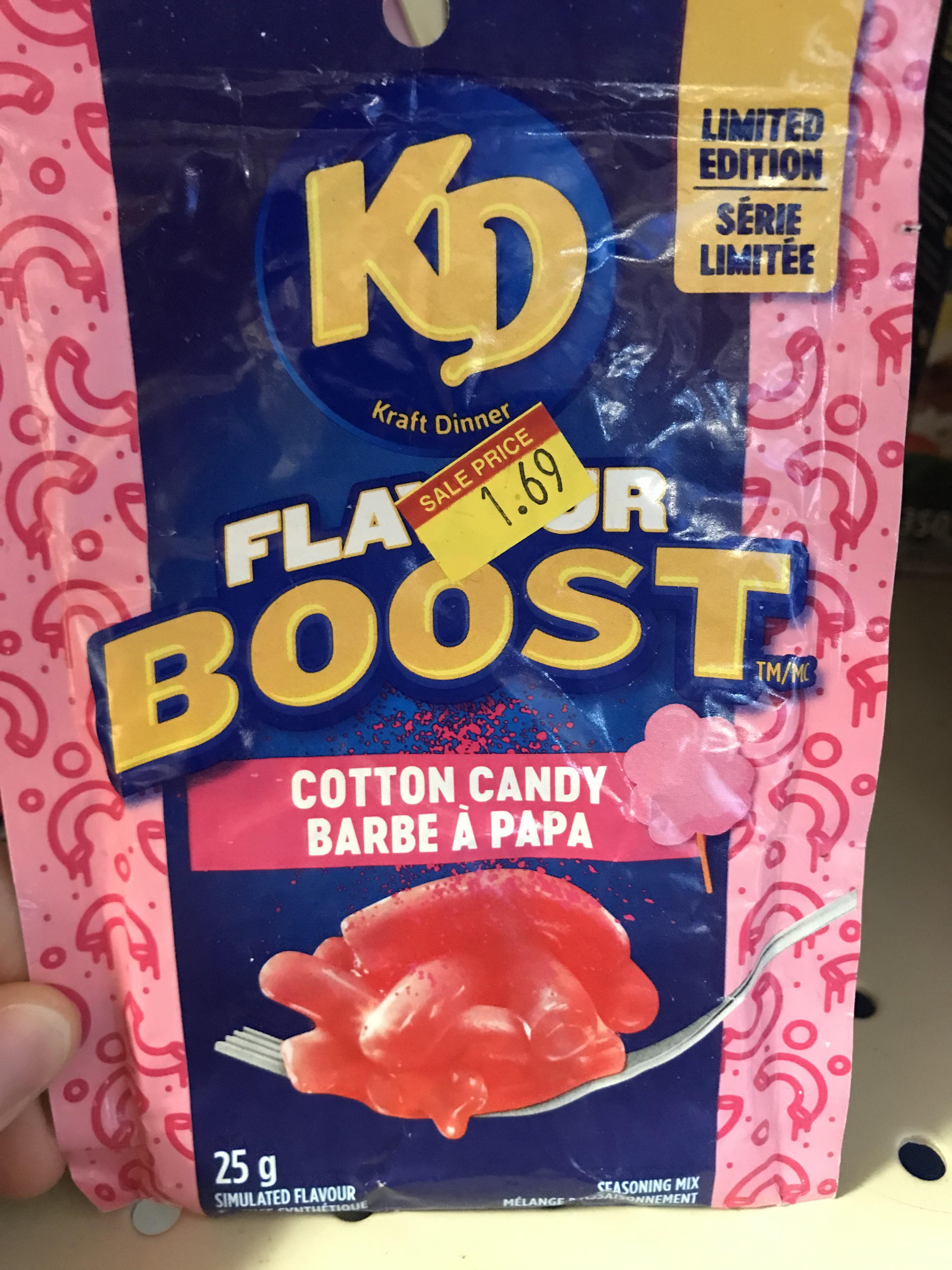 Cotton candy “flavour boost” for Mac and cheese. Found in a convenience