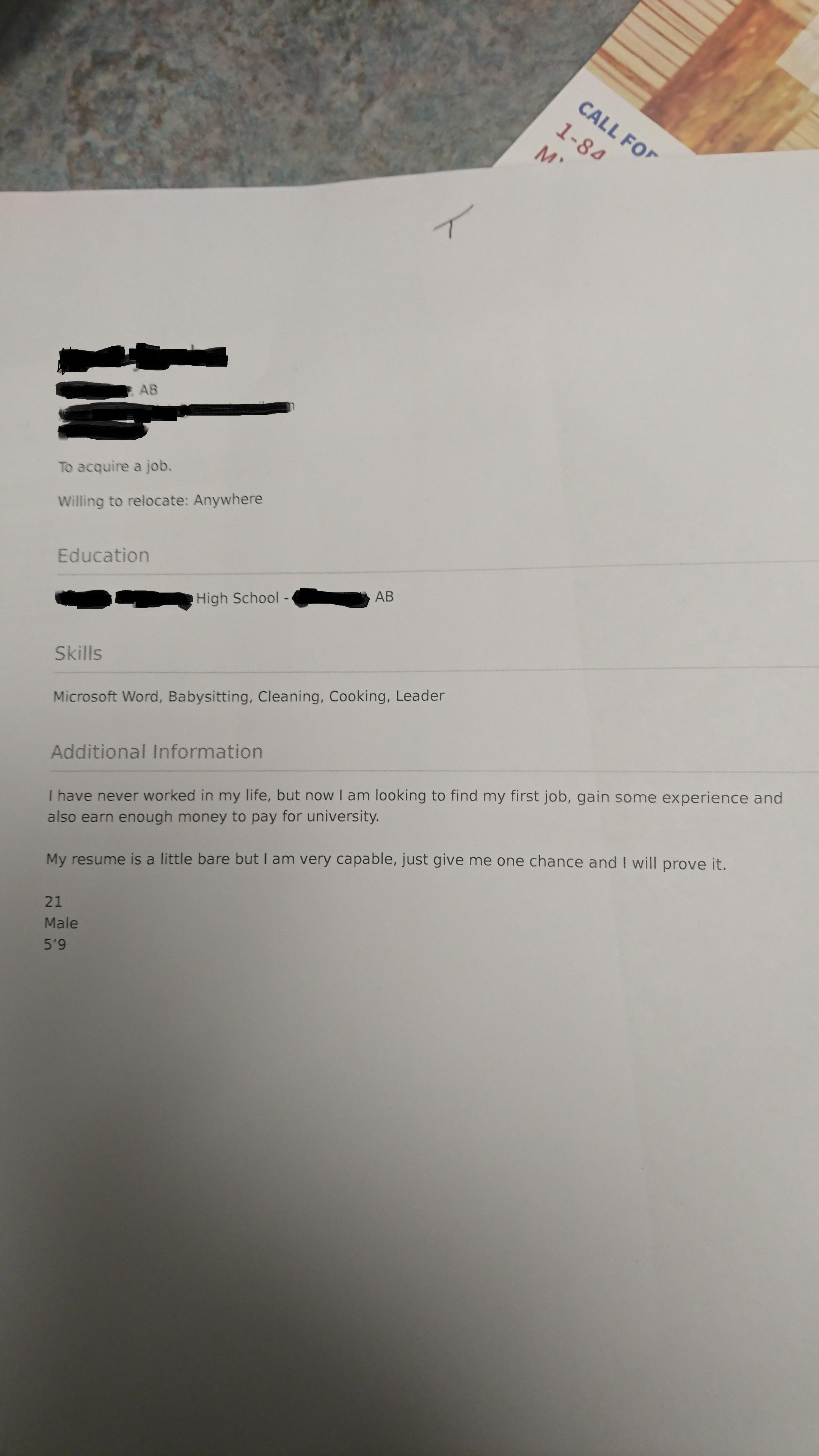 Resume that was dropped today and impressed my manager so he decided to