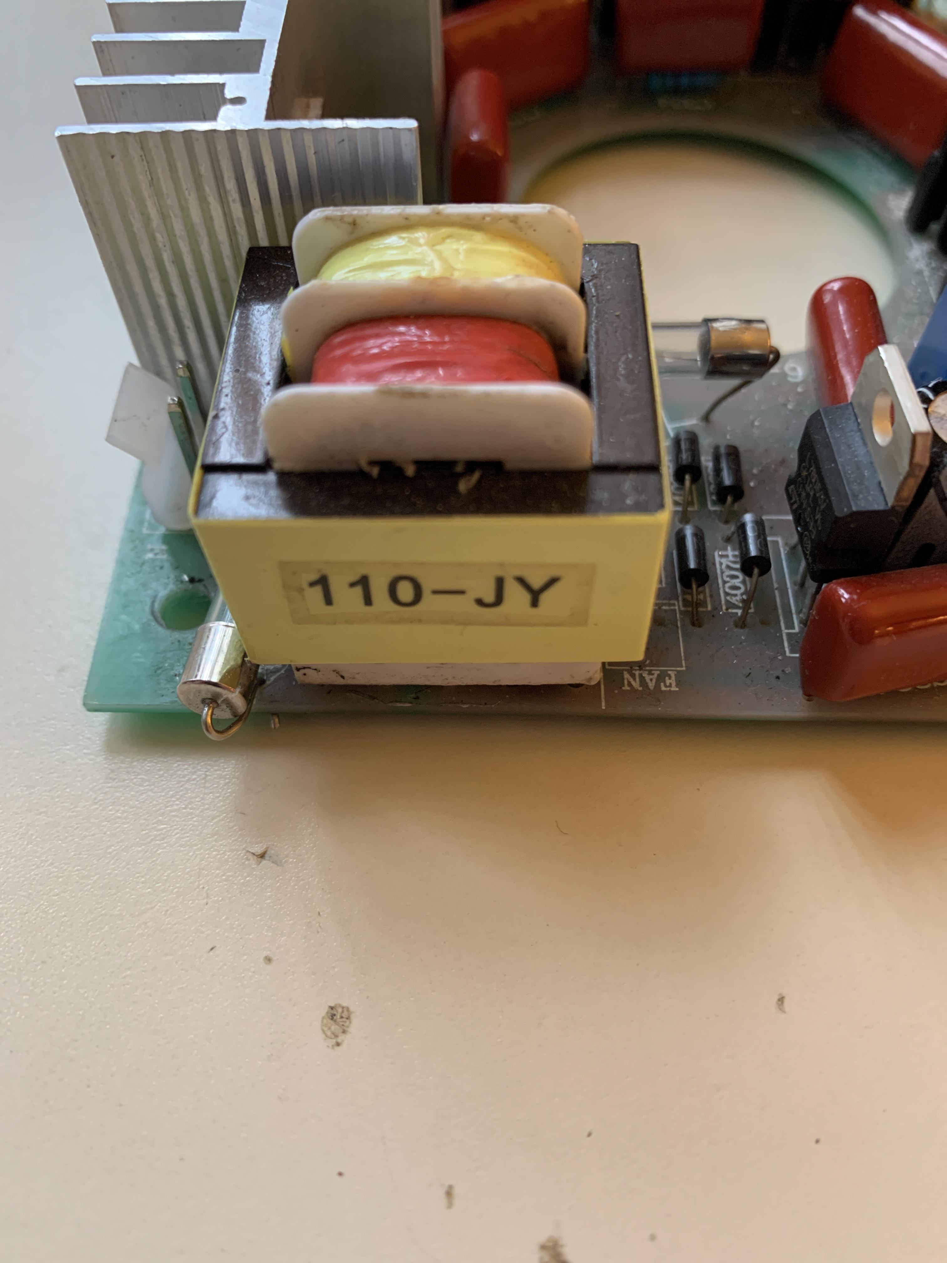 What does the label on this small transformer indicate? It’s right