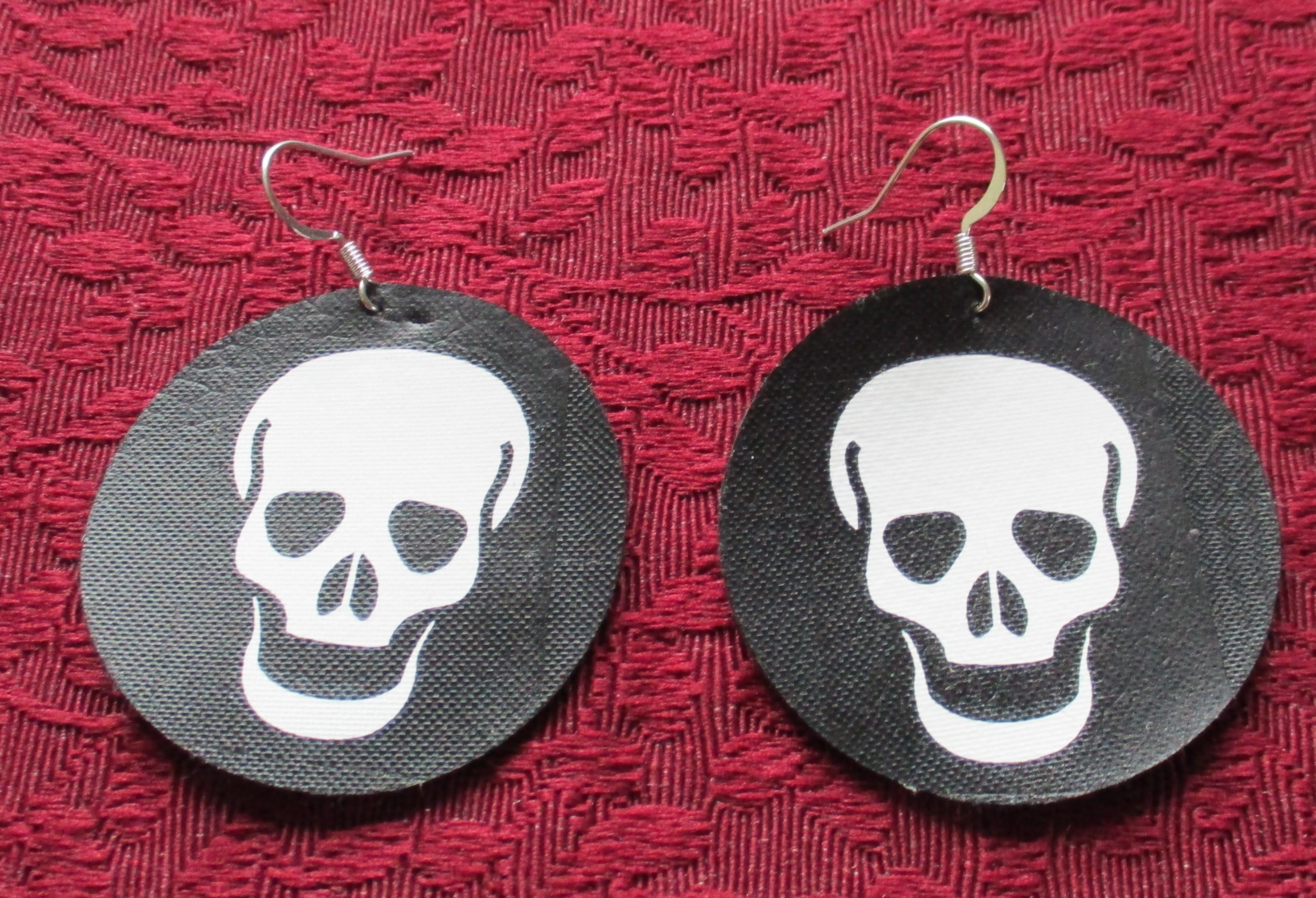 Faux Leather Skull earrings. r/ArtisanGifts