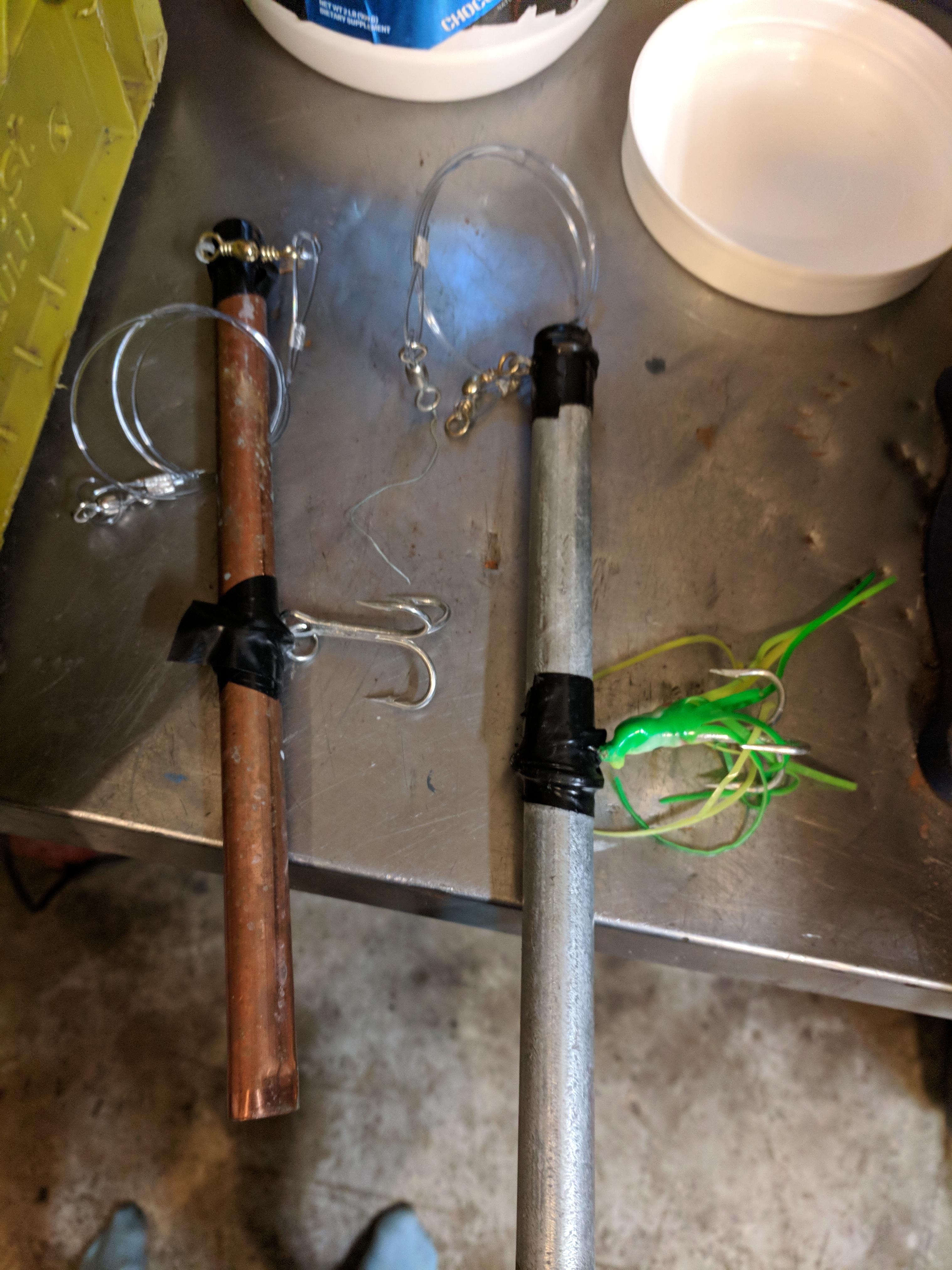 For those of you wondering what i use for bottom fish. Pipe jigs! r