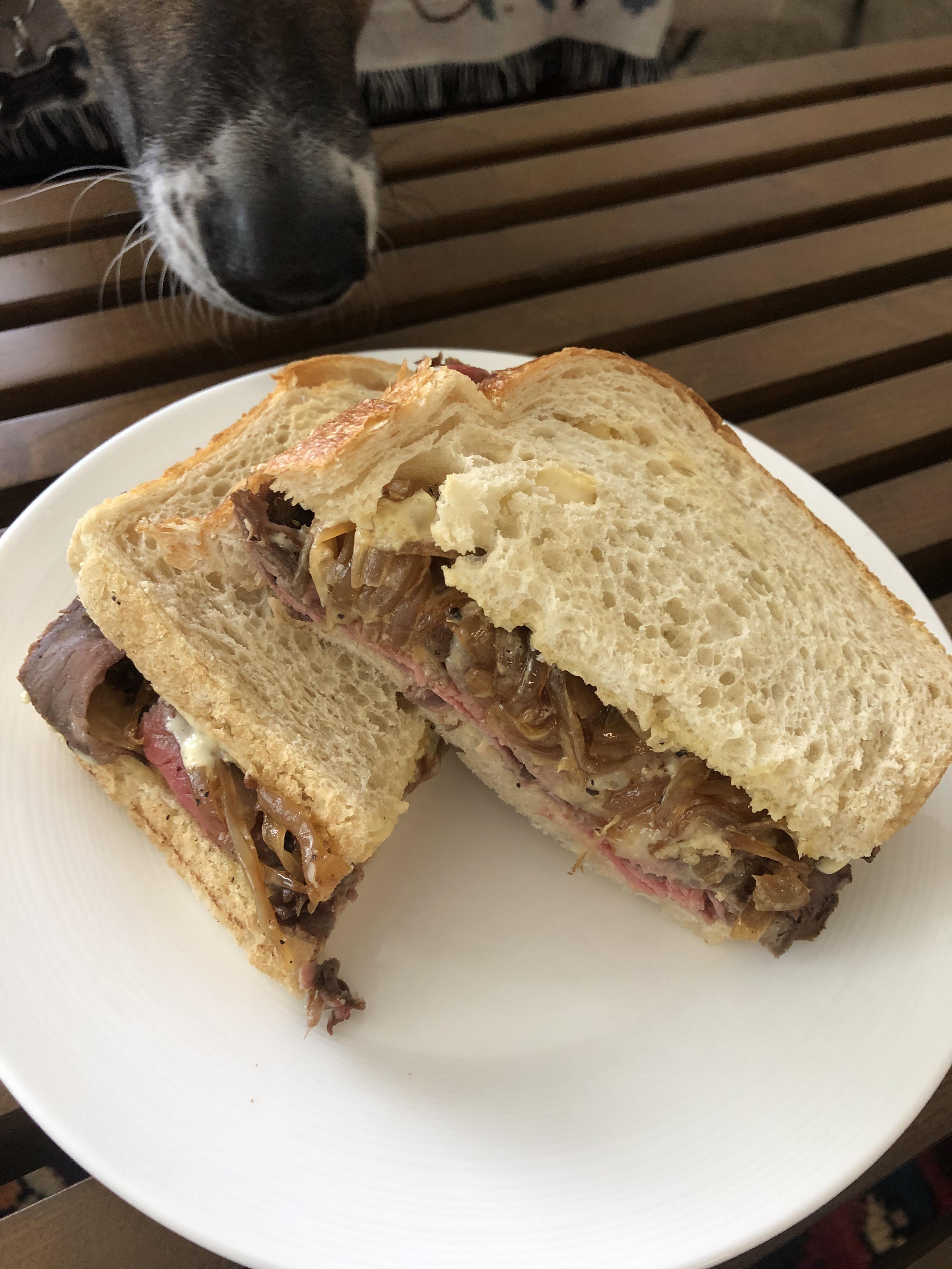 Homemade roast beef, melted dill havarti, caramelized onions, homemade