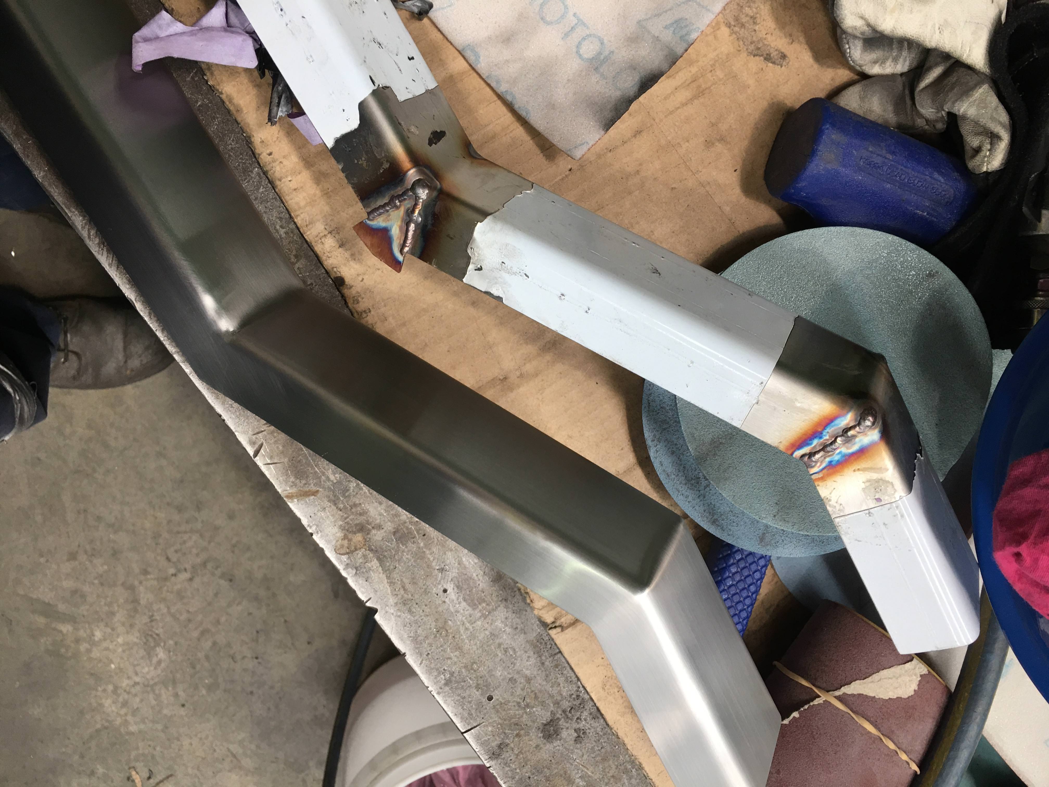 Before and After Sanding Stainless Trims r/metalworking