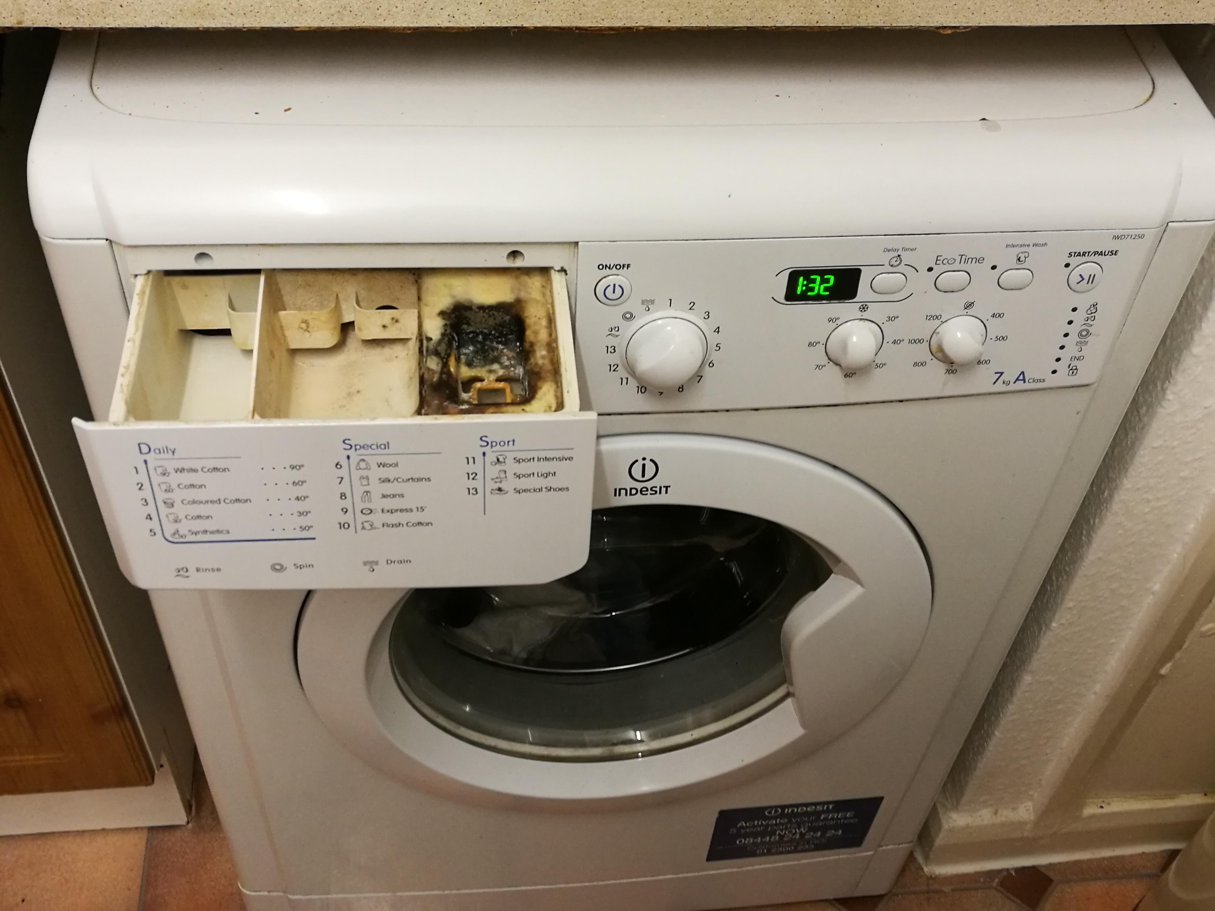 Settled into new home, found this burn into the washing machine tray