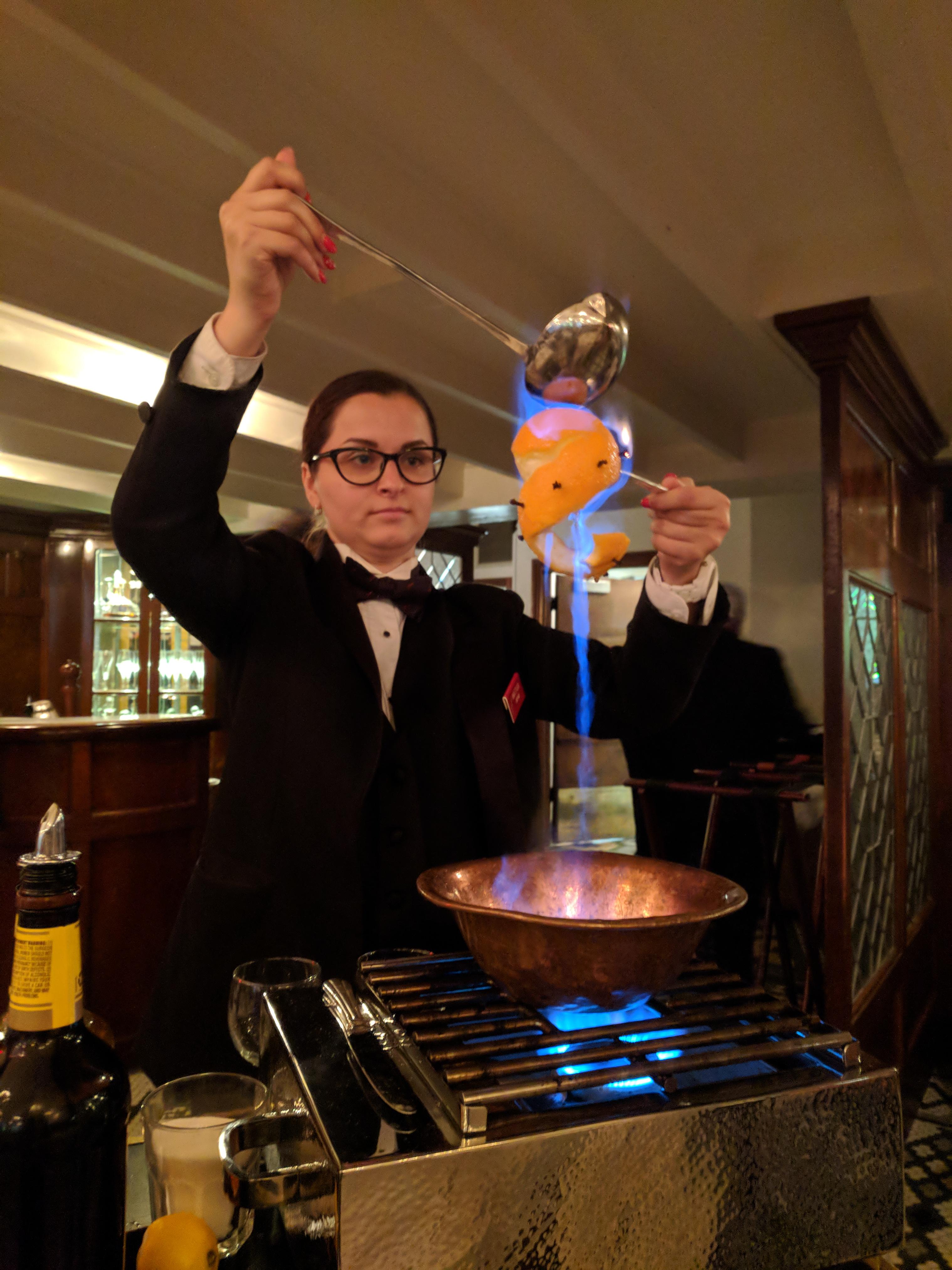 Our waitress making an authentic brulot at Cafe Arnaud's in New Orleans r/food