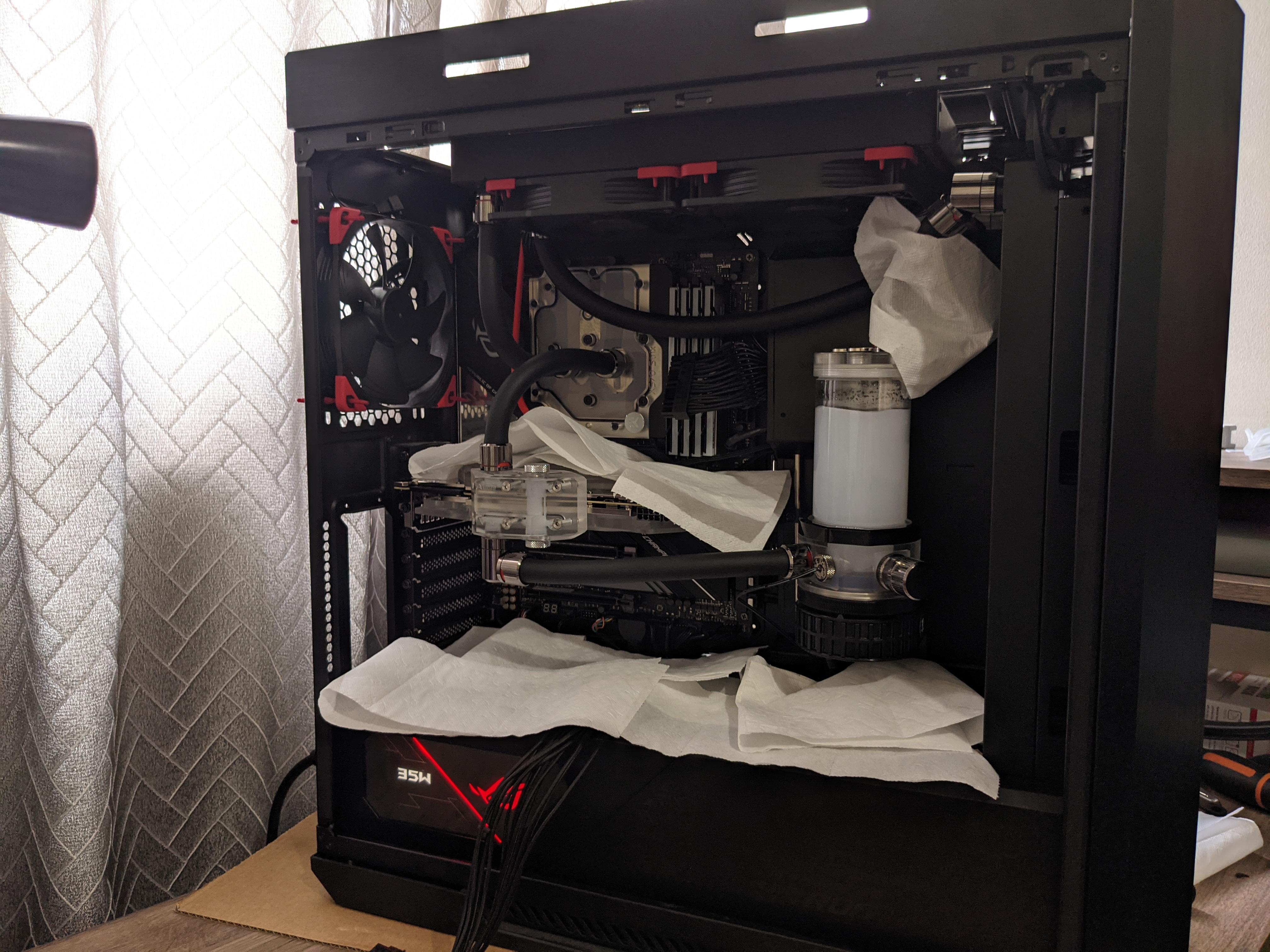 For how long should I leak test before booting up? r/watercooling